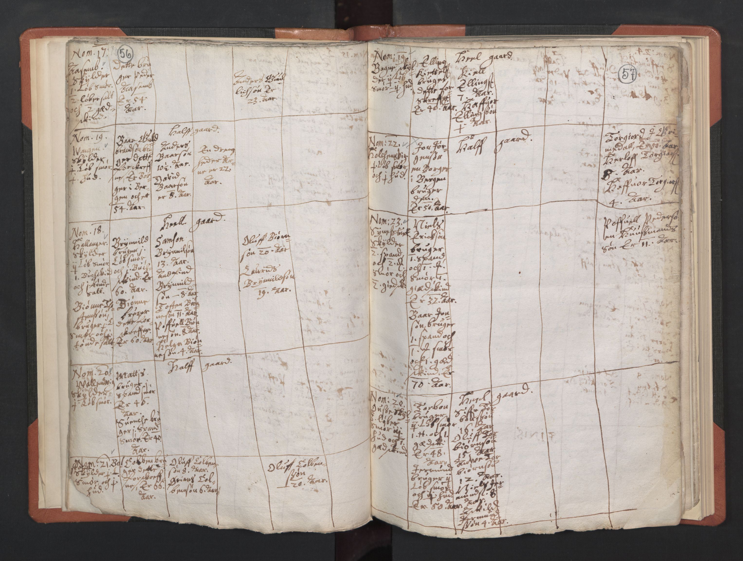 RA, Vicar's Census 1664-1666, no. 21: Hardanger deanery, 1664-1666, p. 56-57