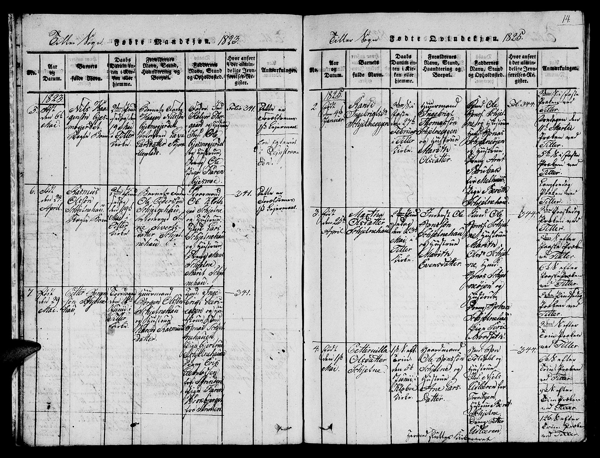 Ministerialprotokoller, klokkerbøker og fødselsregistre - Sør-Trøndelag, AV/SAT-A-1456/621/L0458: Parish register (copy) no. 621C01, 1816-1865, p. 14