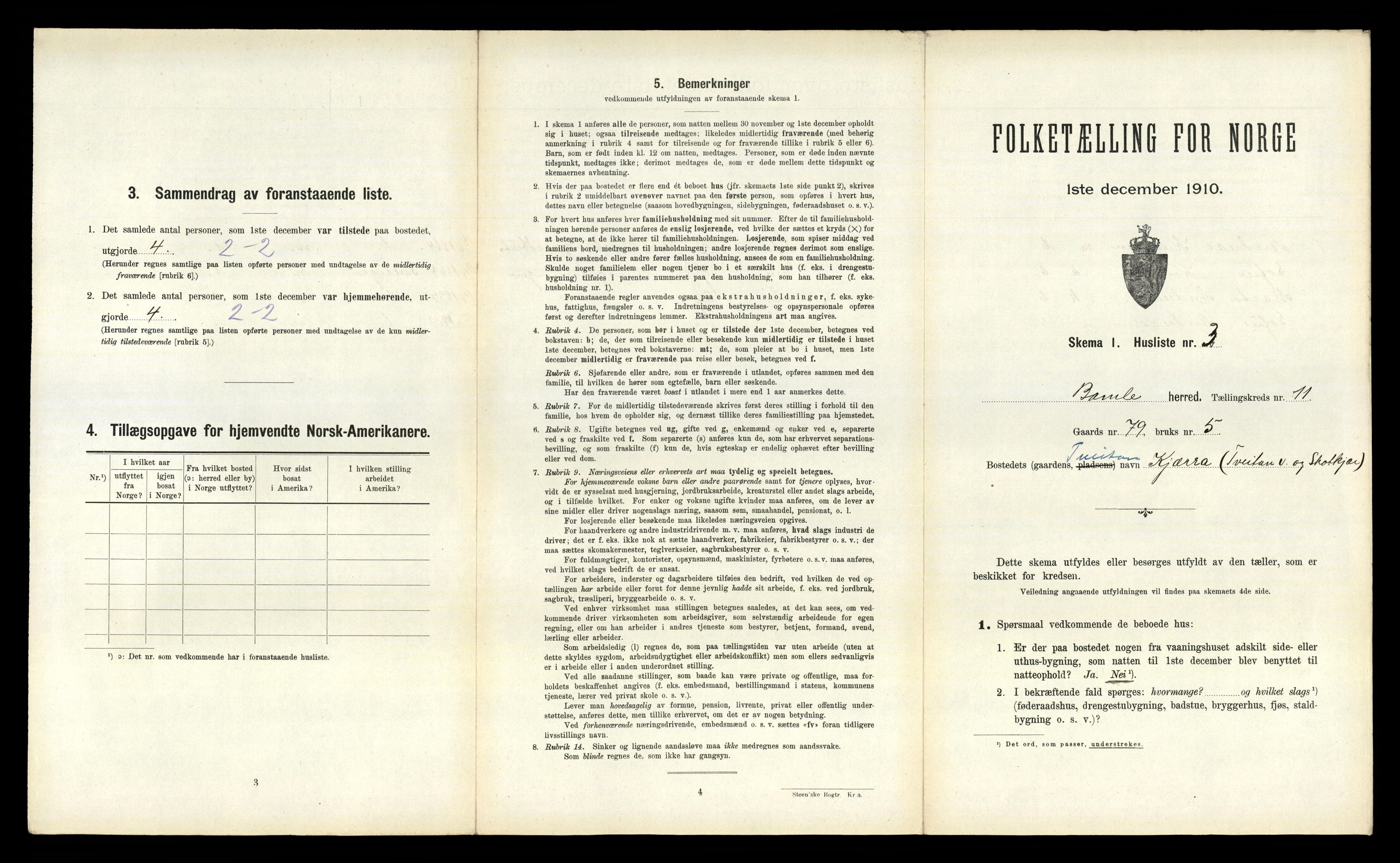 RA, 1910 census for Bamble, 1910, p. 1384