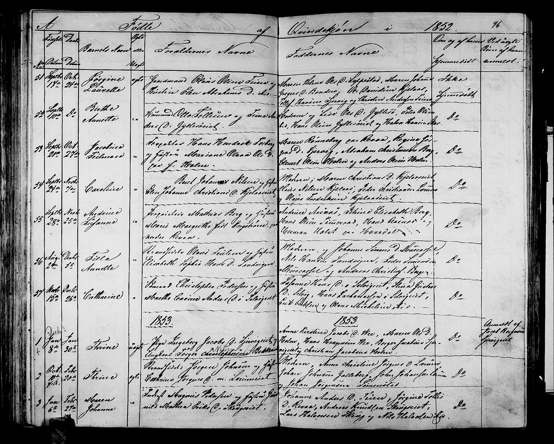 Sande Kirkebøker, AV/SAKO-A-53/G/Ga/L0002: Parish register (copy) no. 2, 1847-1863, p. 96