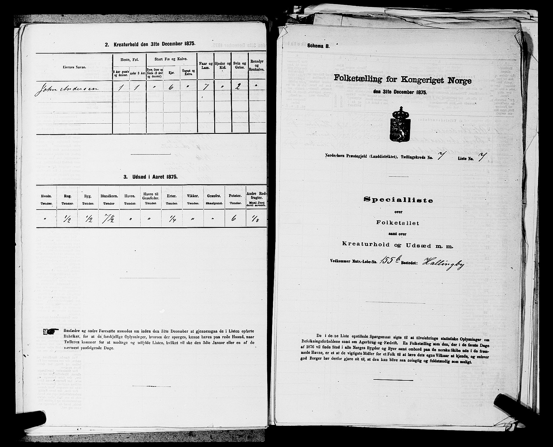 SAKO, 1875 census for 0613L Norderhov/Norderhov, Haug og Lunder, 1875, p. 1482