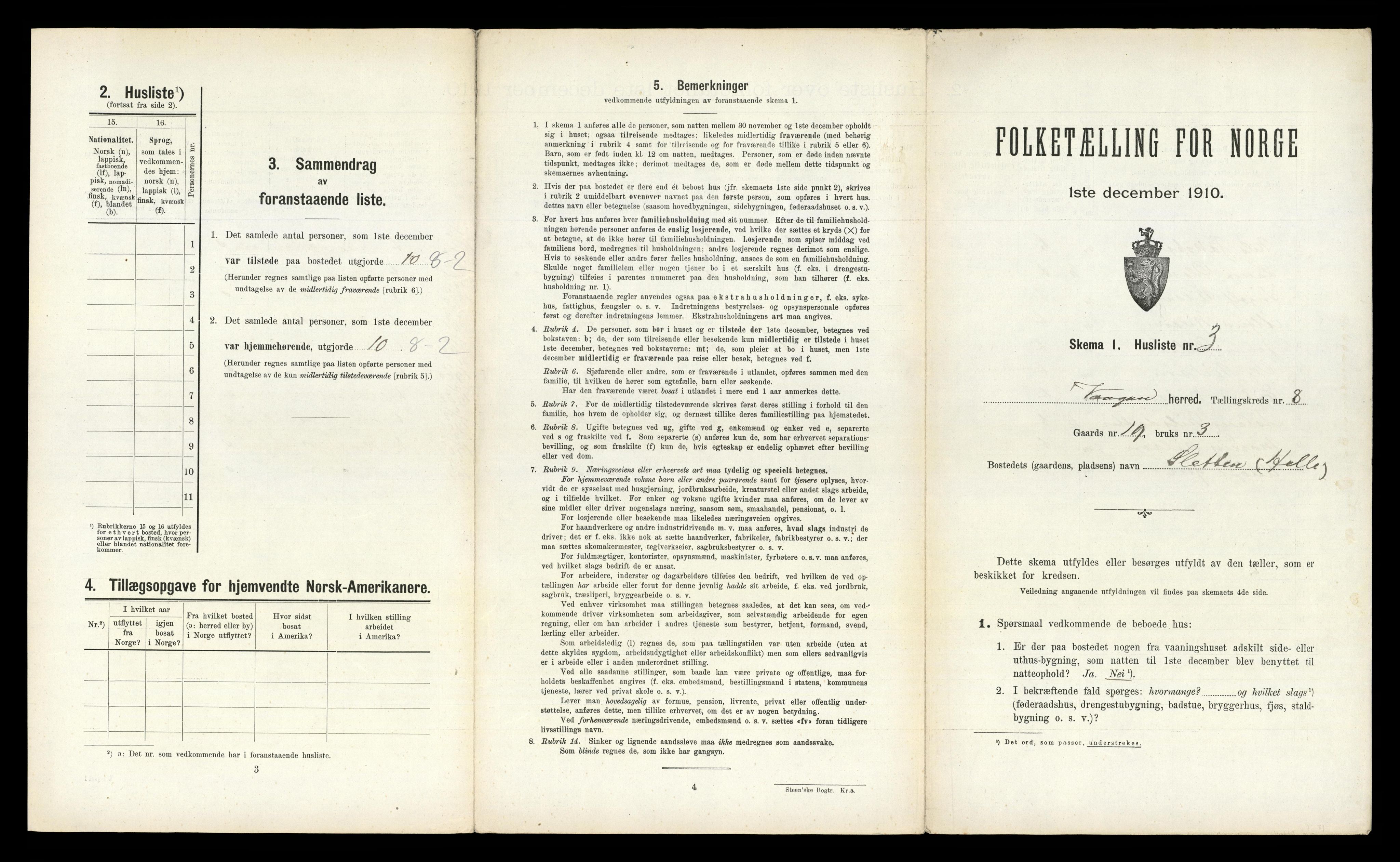 RA, 1910 census for Vågan, 1910, p. 1233