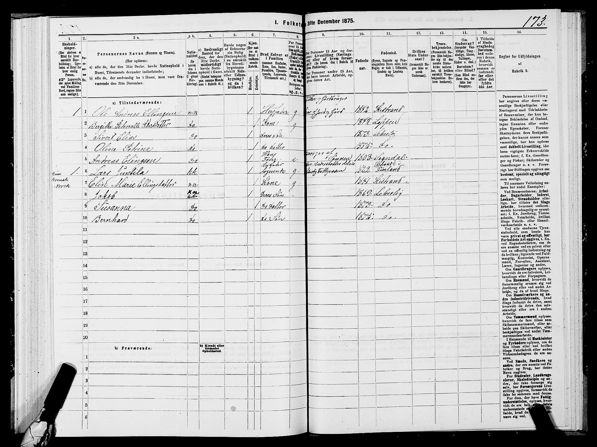 SATØ, 1875 census for 2022P Lebesby, 1875, p. 1173