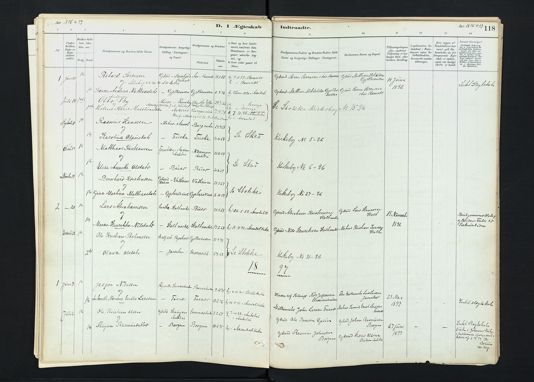 Stokke kirkebøker, SAKO/A-320/F/Fc/L0001: Parish register (official) no. III 1, 1884-1910, p. 118