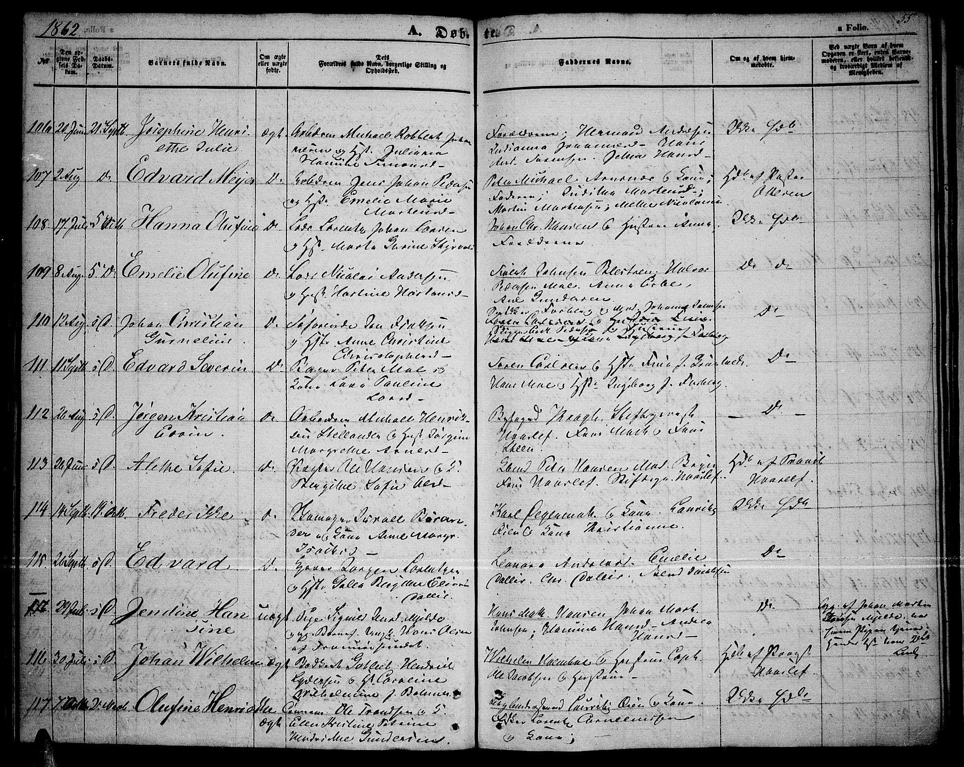 Tromsø sokneprestkontor/stiftsprosti/domprosti, AV/SATØ-S-1343/G/Gb/L0006klokker: Parish register (copy) no. 6, 1857-1866, p. 55