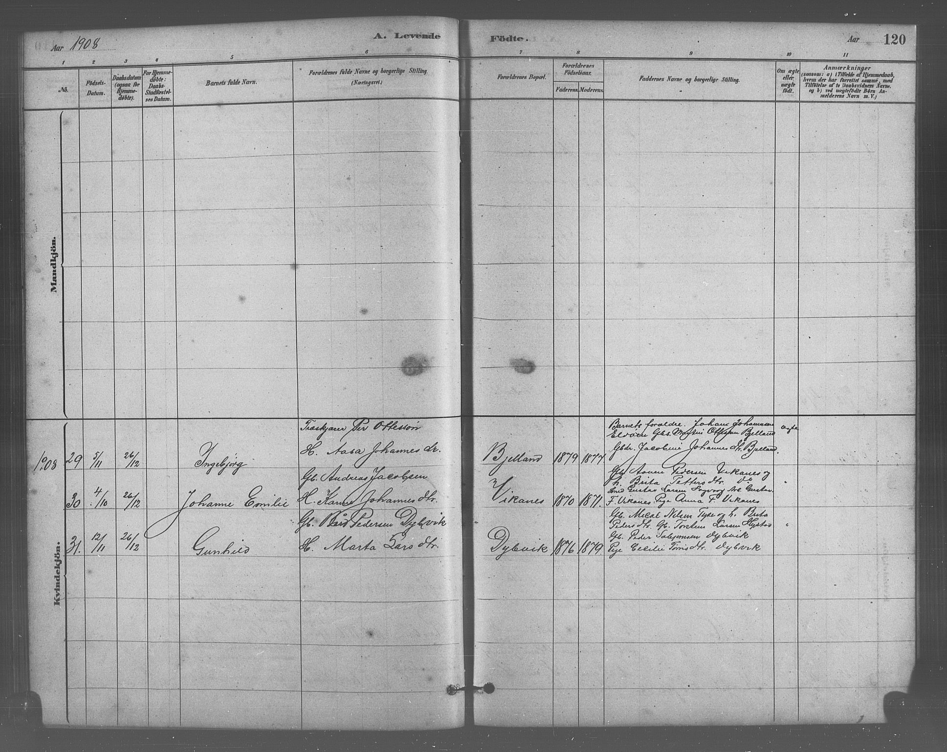 Stord sokneprestembete, AV/SAB-A-78201/H/Hab: Parish register (copy) no. A 2, 1879-1909, p. 120