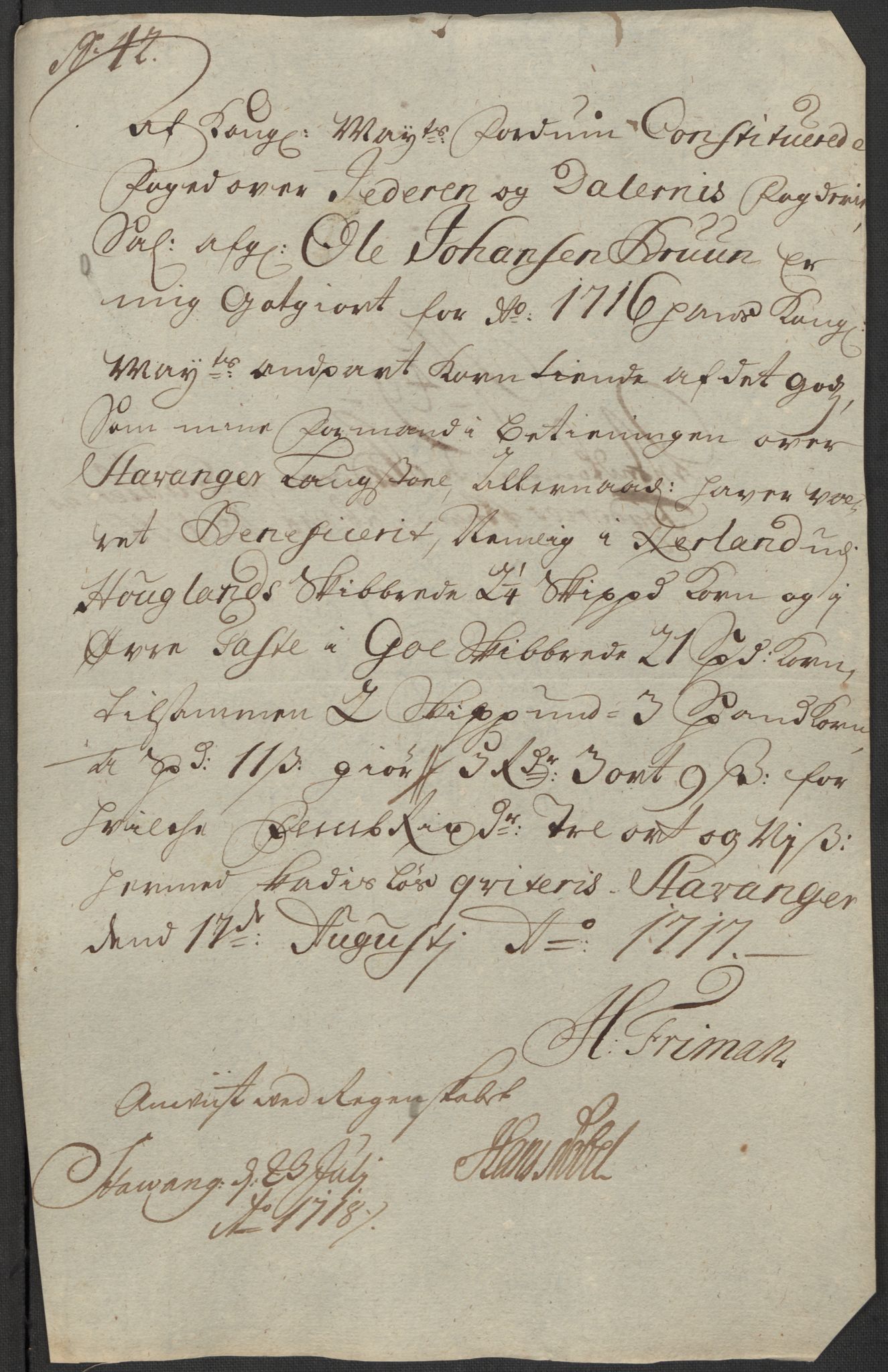 Rentekammeret inntil 1814, Reviderte regnskaper, Fogderegnskap, AV/RA-EA-4092/R46/L2740: Fogderegnskap Jæren og Dalane, 1715-1716, p. 453