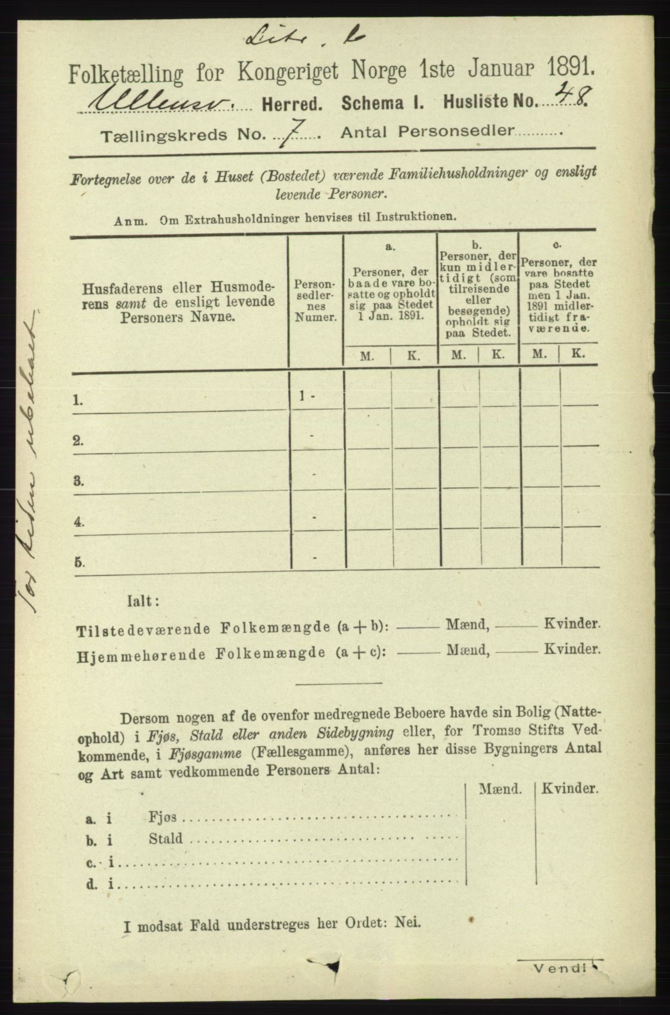 RA, 1891 census for 1230 Ullensvang, 1891, p. 2351
