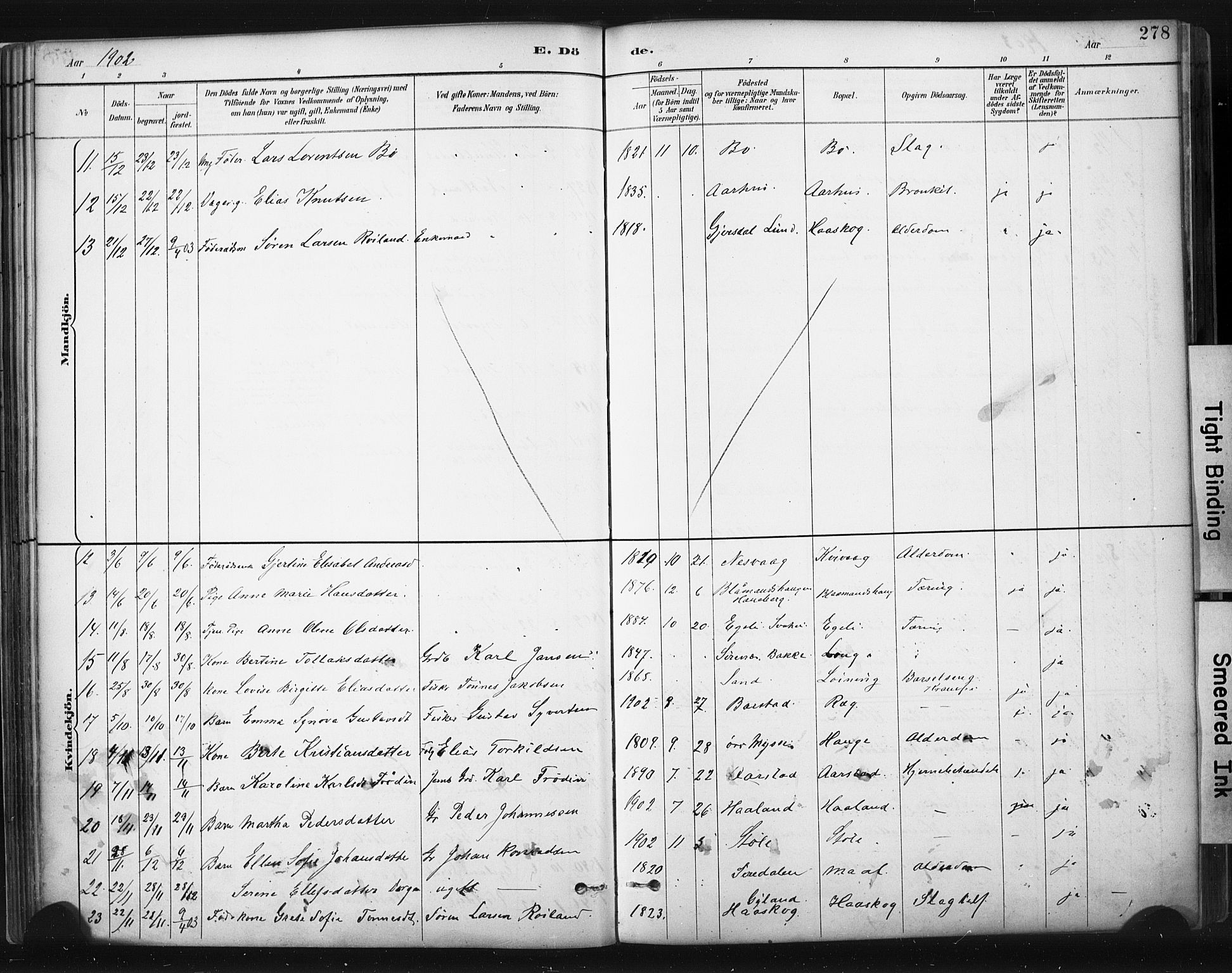 Sokndal sokneprestkontor, AV/SAST-A-101808: Parish register (official) no. A 11.2, 1887-1905, p. 278