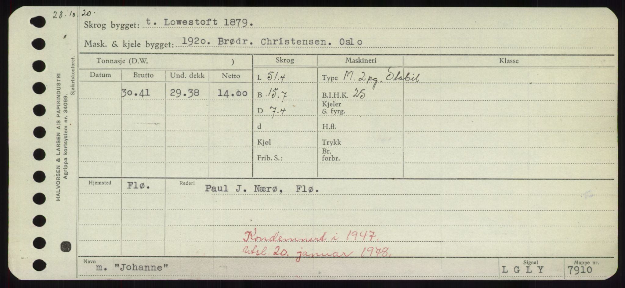 Sjøfartsdirektoratet med forløpere, Skipsmålingen, RA/S-1627/H/Hd/L0019: Fartøy, J, p. 461