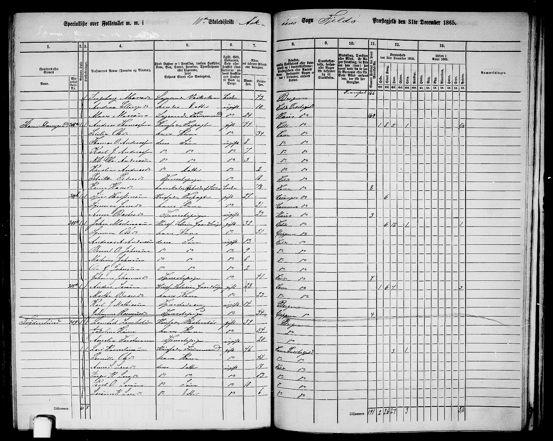 RA, 1865 census for Fjell, 1865, p. 237