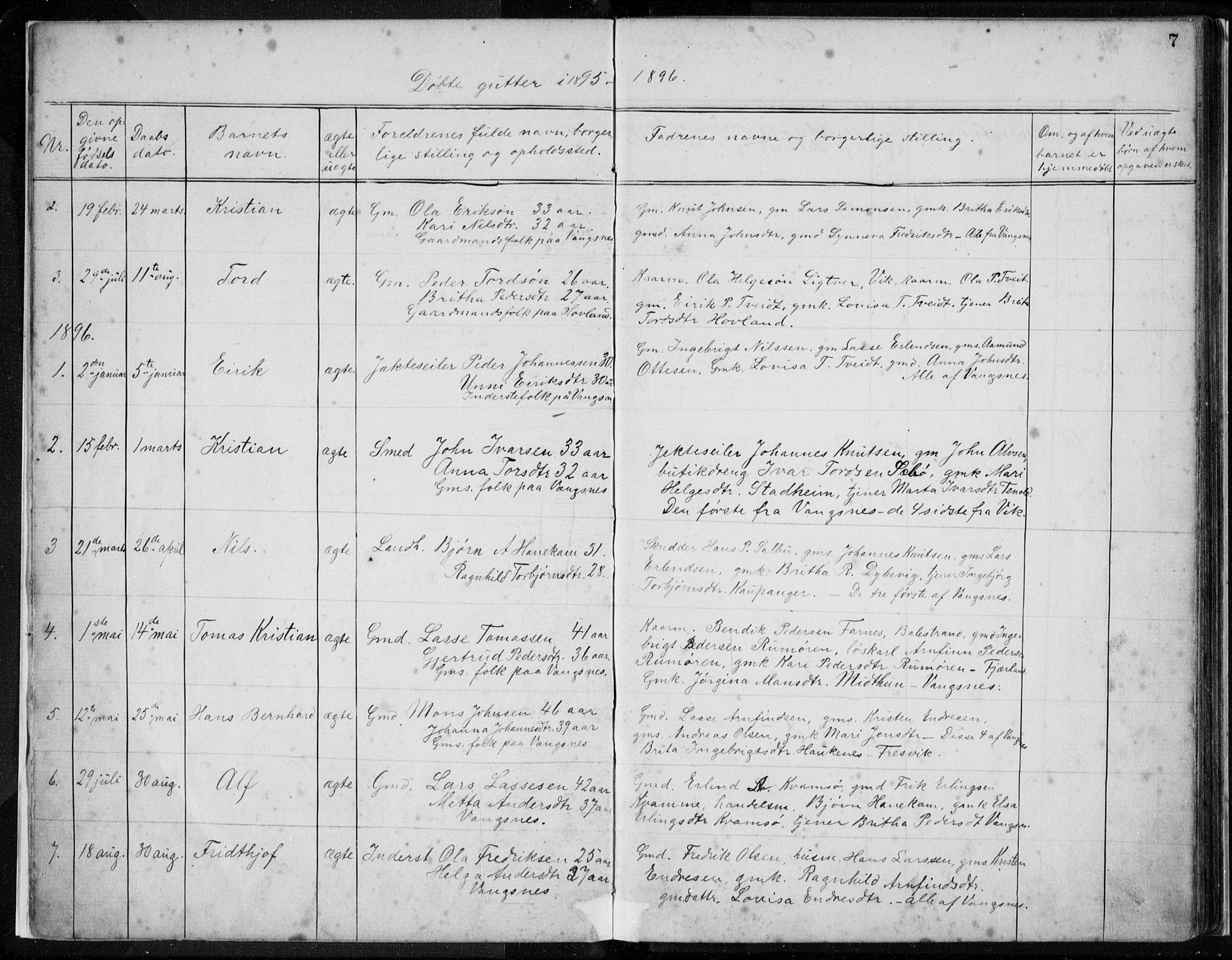 Vik sokneprestembete, AV/SAB-A-81501/H/Hab/Habc/L0002: Parish register (copy) no. C 2, 1880-1934, p. 7