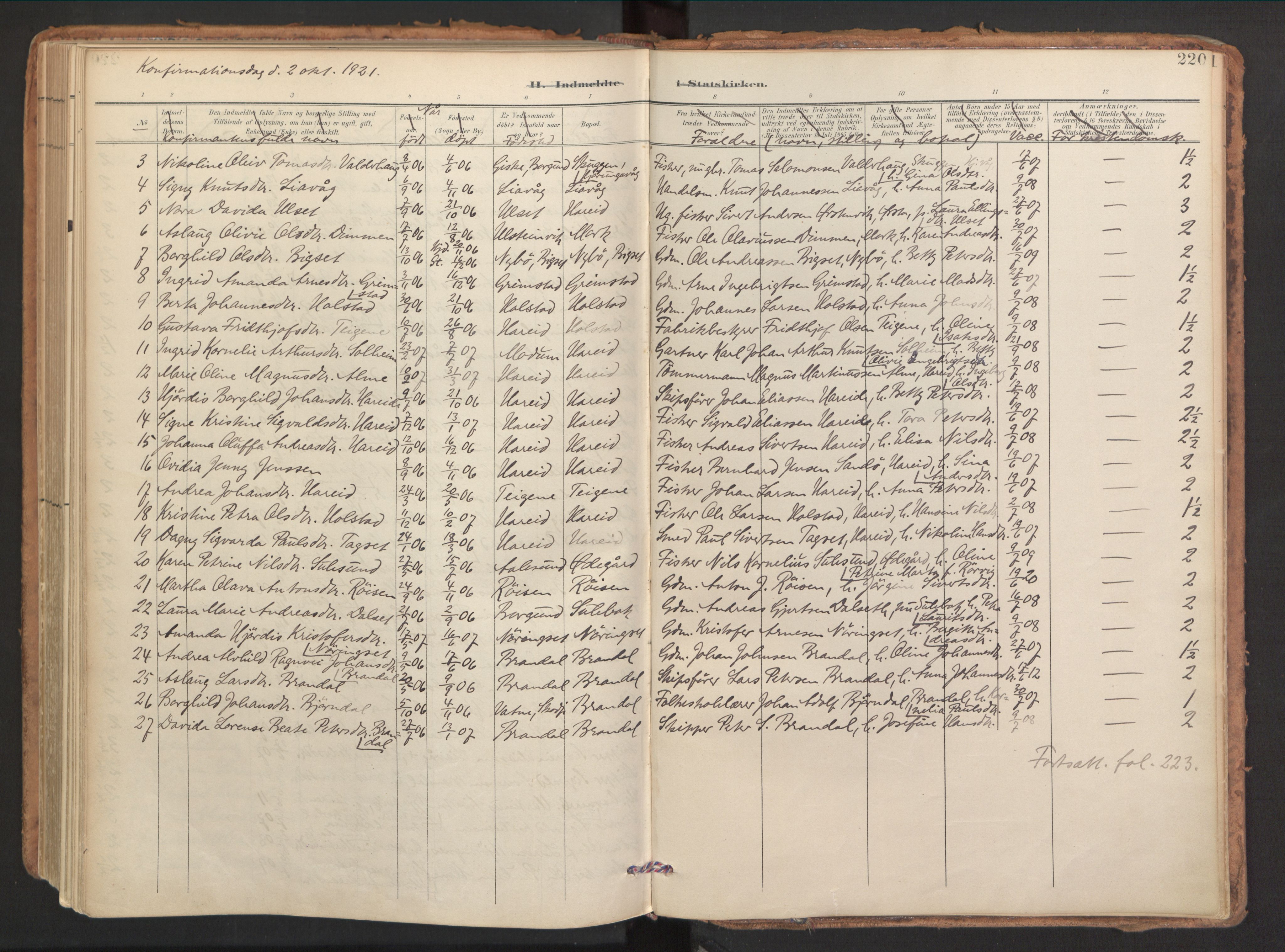 Ministerialprotokoller, klokkerbøker og fødselsregistre - Møre og Romsdal, SAT/A-1454/510/L0123: Parish register (official) no. 510A03, 1898-1922, p. 220