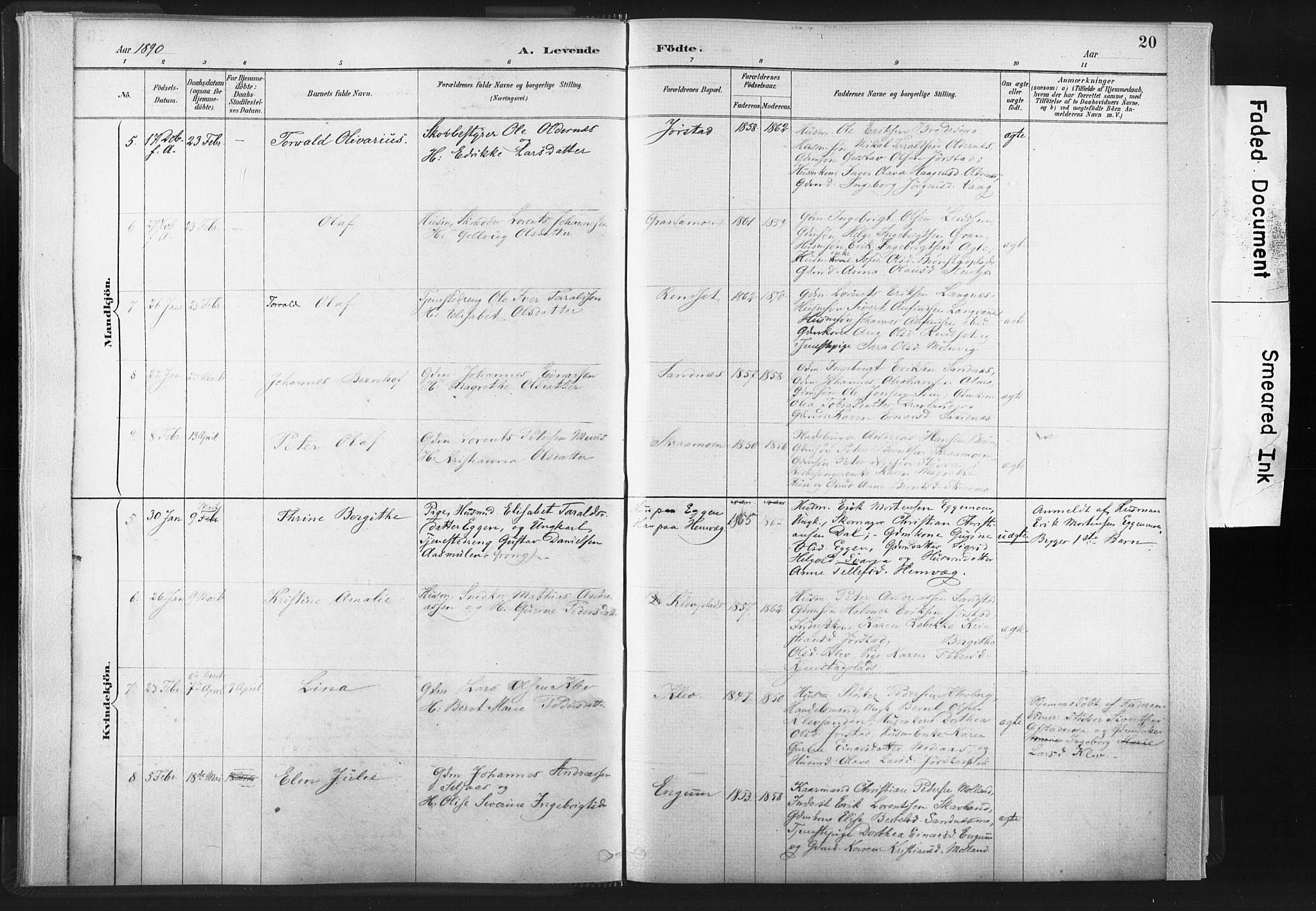 Ministerialprotokoller, klokkerbøker og fødselsregistre - Nord-Trøndelag, SAT/A-1458/749/L0474: Parish register (official) no. 749A08, 1887-1903, p. 20