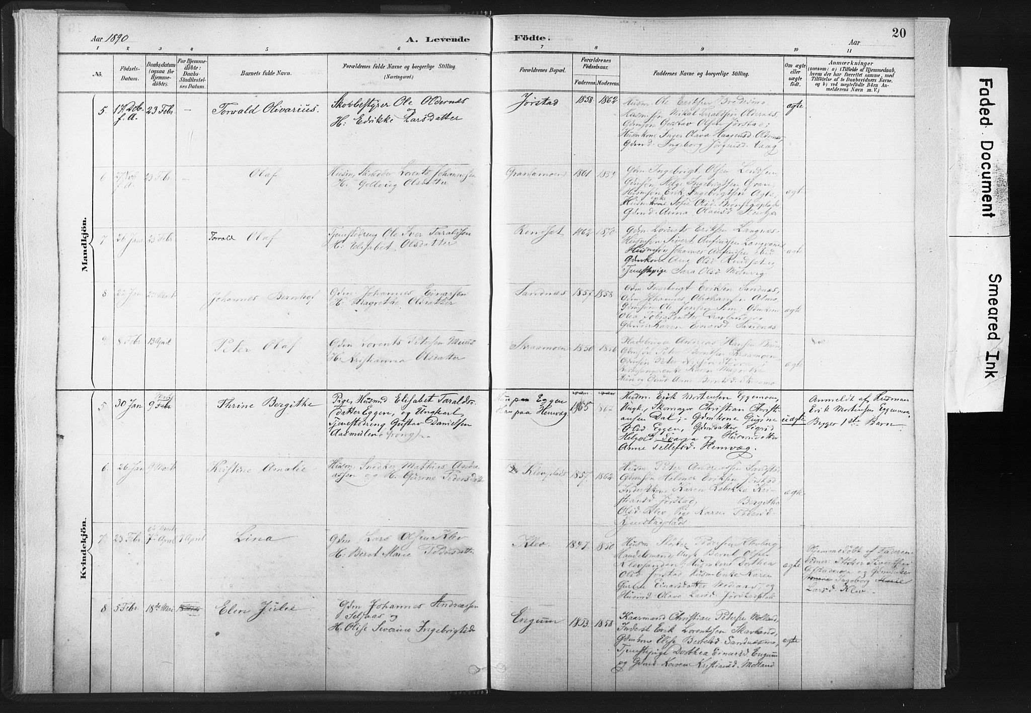 Ministerialprotokoller, klokkerbøker og fødselsregistre - Nord-Trøndelag, AV/SAT-A-1458/749/L0474: Parish register (official) no. 749A08, 1887-1903, p. 20