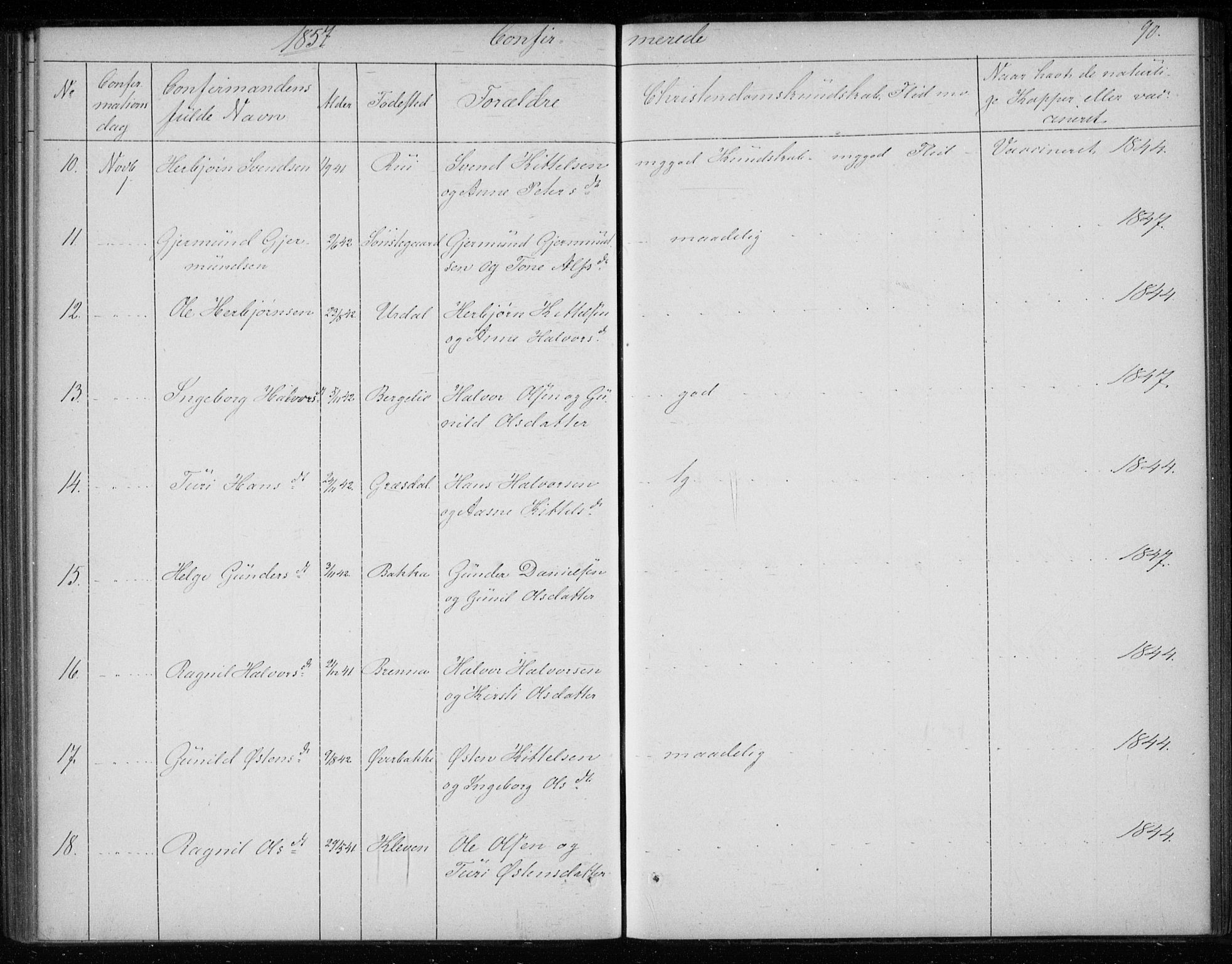 Gransherad kirkebøker, SAKO/A-267/F/Fb/L0003: Parish register (official) no. II 3, 1844-1859, p. 90
