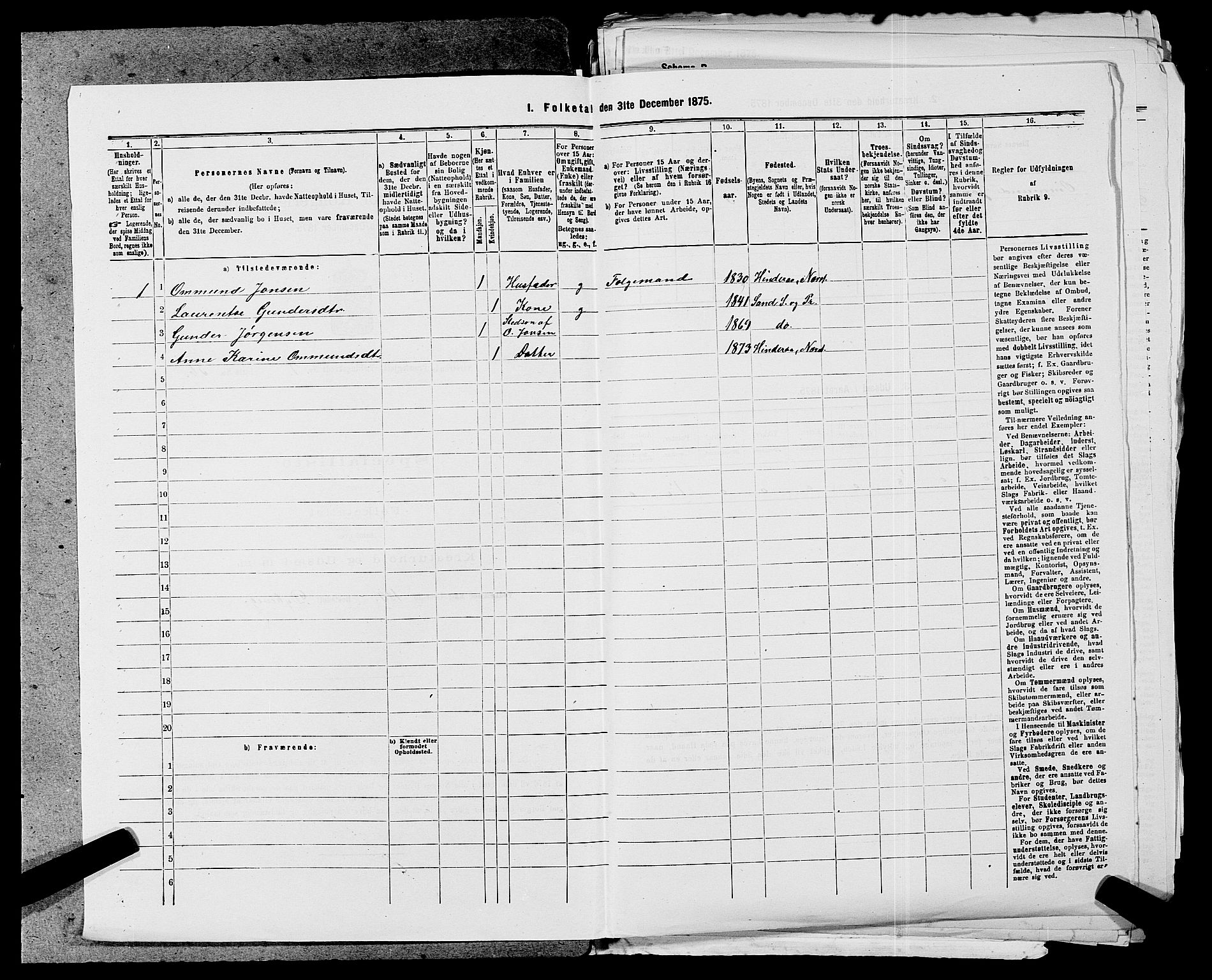 SAST, 1875 census for 1139P Nedstrand, 1875, p. 219
