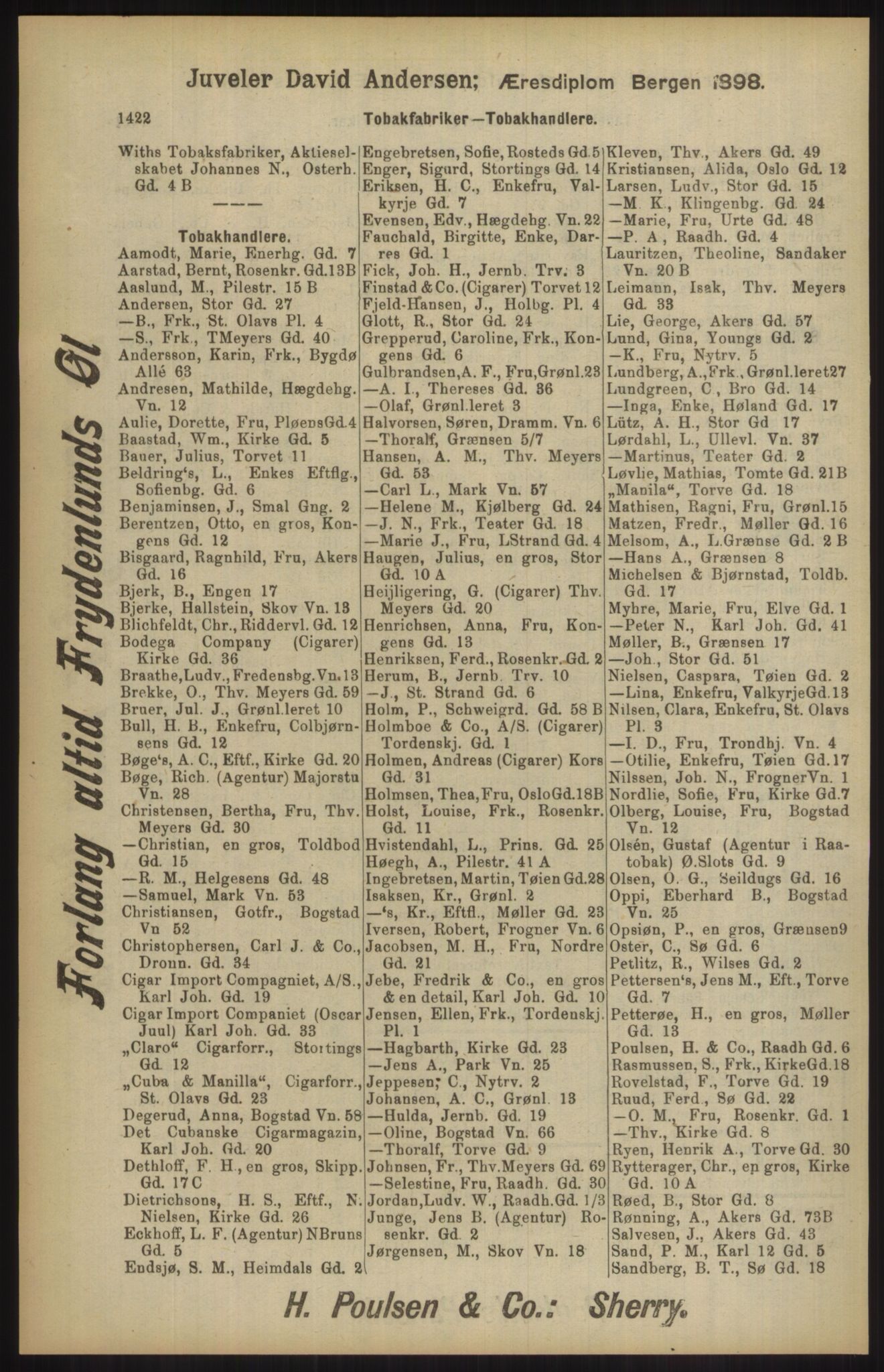 Kristiania/Oslo adressebok, PUBL/-, 1904, p. 1422