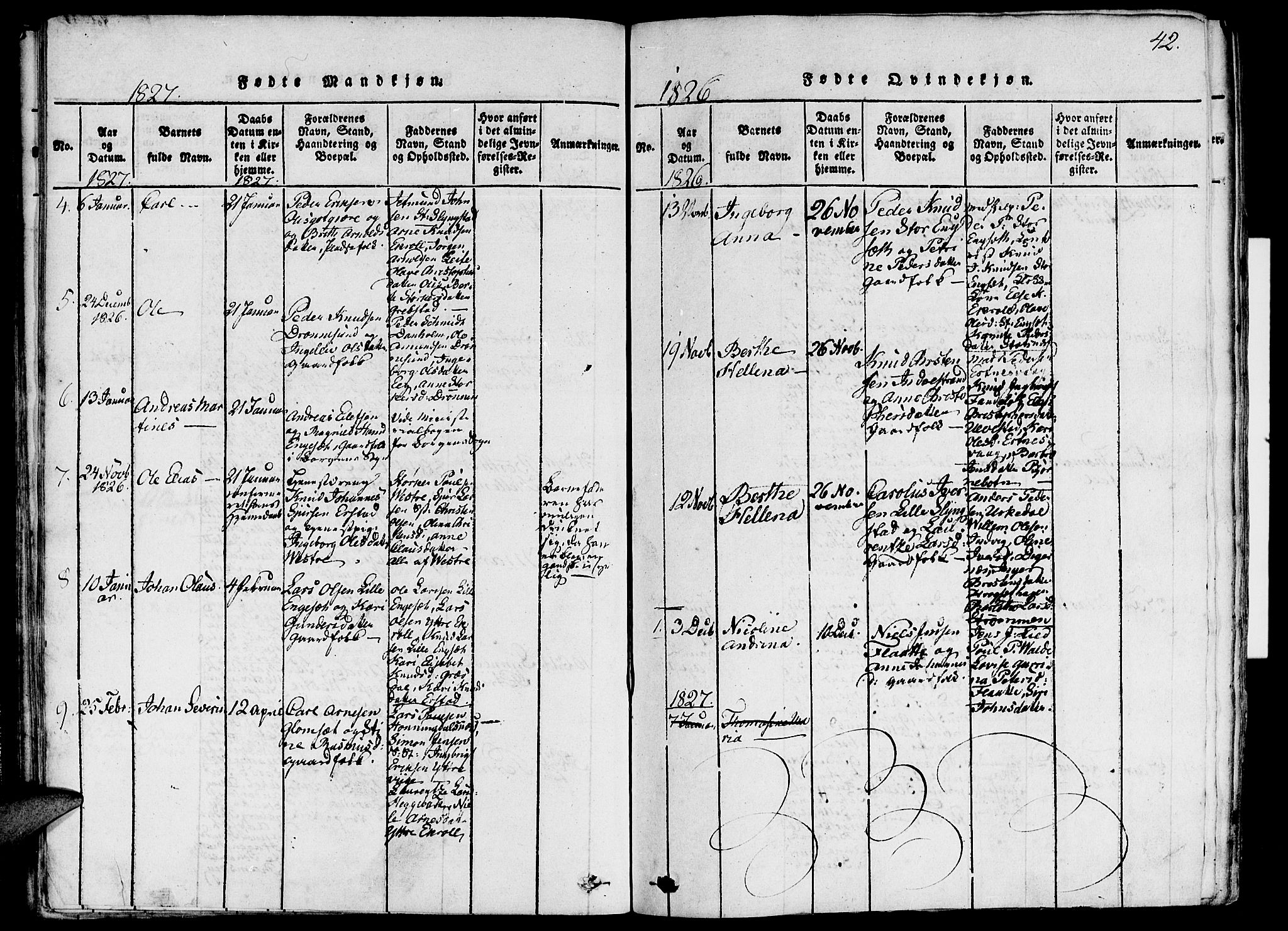 Ministerialprotokoller, klokkerbøker og fødselsregistre - Møre og Romsdal, AV/SAT-A-1454/524/L0351: Parish register (official) no. 524A03, 1816-1838, p. 42