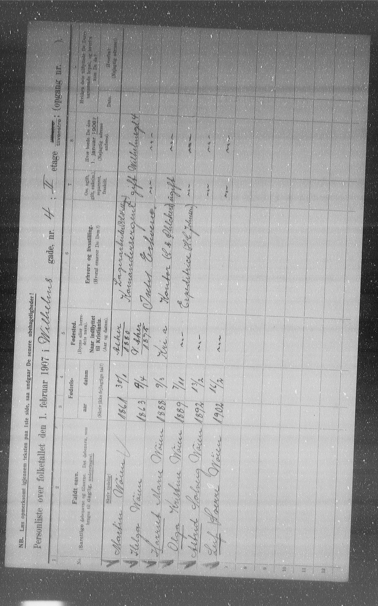 OBA, Municipal Census 1907 for Kristiania, 1907, p. 65176