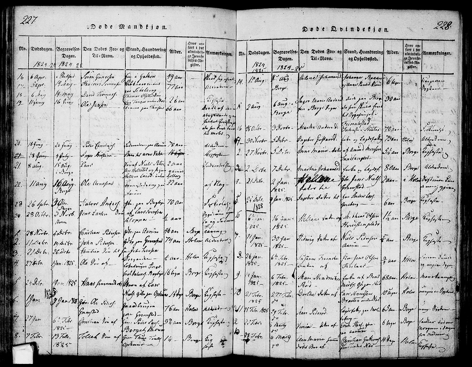 Borge prestekontor Kirkebøker, AV/SAO-A-10903/F/Fa/L0003: Parish register (official) no. I 3, 1815-1836, p. 227-228