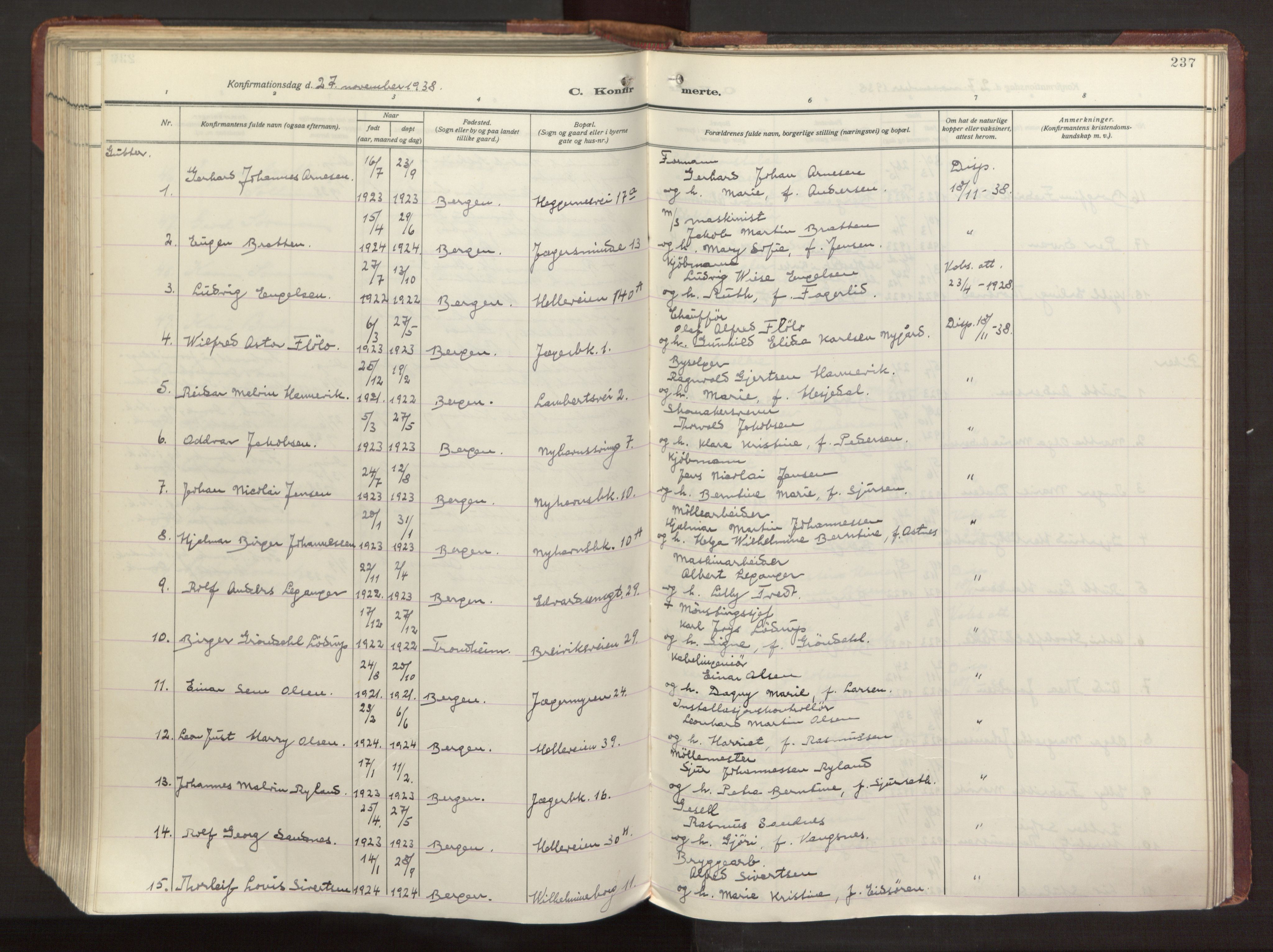 Sandviken Sokneprestembete, AV/SAB-A-77601/H/Ha/L0013: Parish register (official) no. C 4, 1926-1943, p. 237