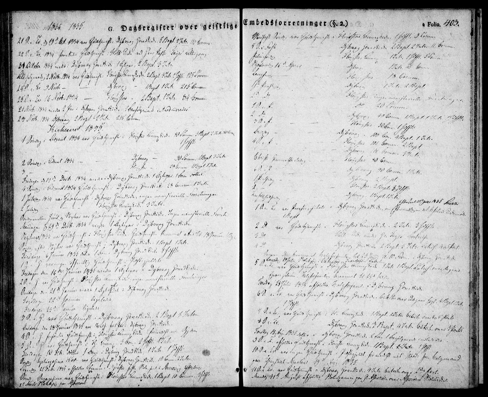 Dypvåg sokneprestkontor, SAK/1111-0007/F/Fa/Faa/L0004: Parish register (official) no. A 4, 1824-1840, p. 403