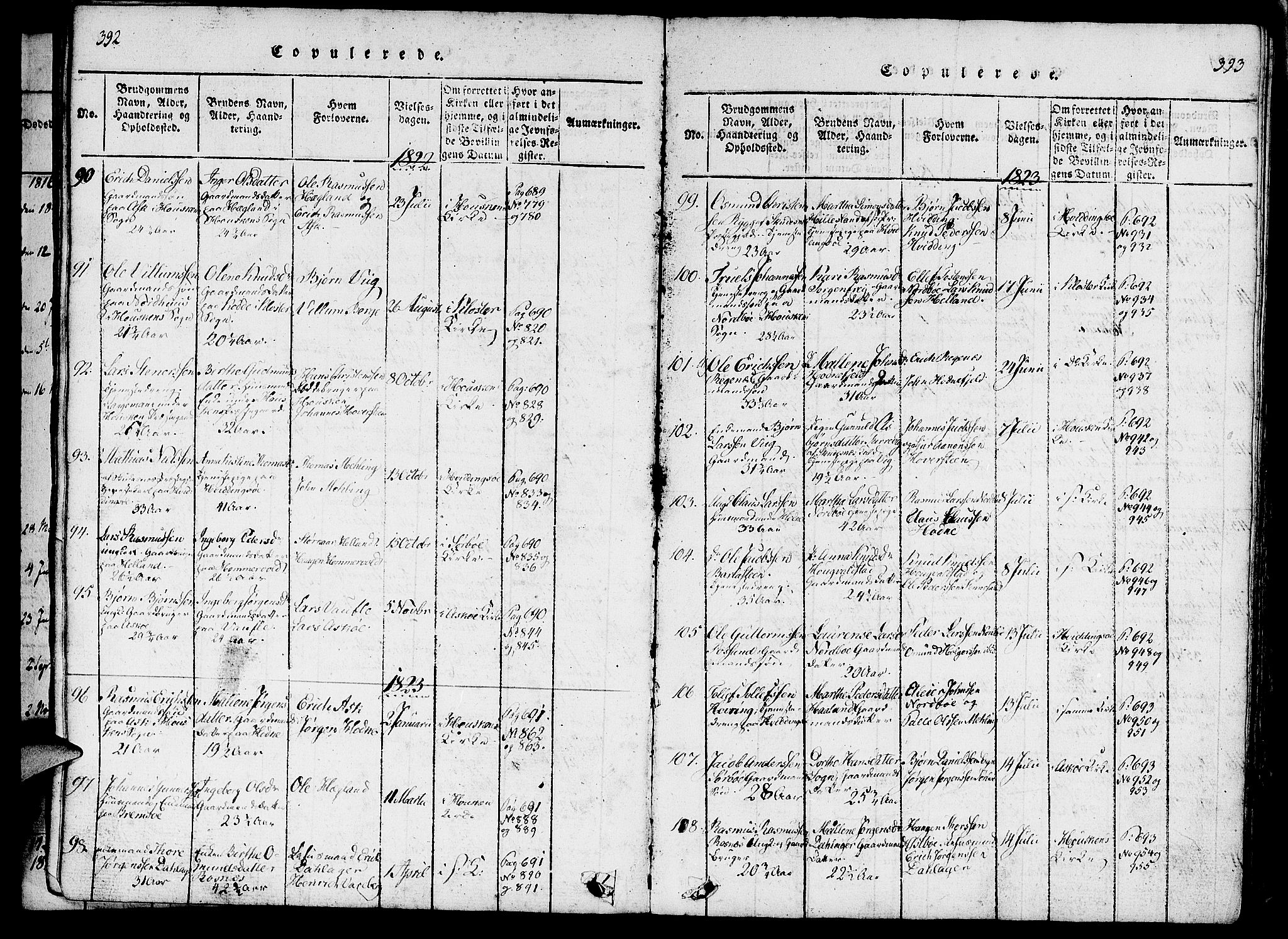 Rennesøy sokneprestkontor, SAST/A -101827/H/Ha/Haa/L0004: Parish register (official) no. A 4, 1816-1837, p. 392-393