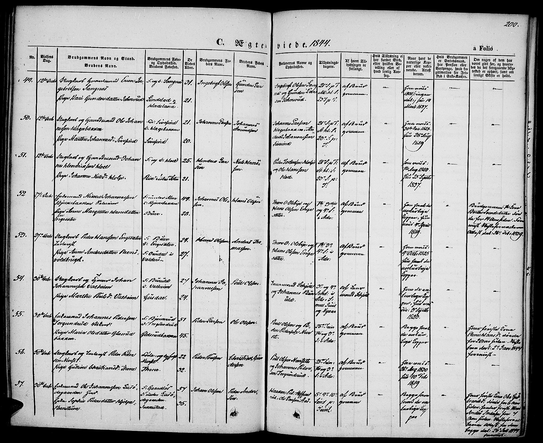 Vestre Toten prestekontor, SAH/PREST-108/H/Ha/Haa/L0004: Parish register (official) no. 4, 1844-1849, p. 200