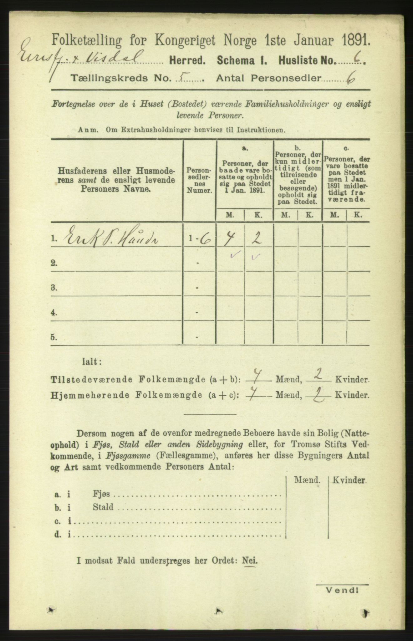 RA, 1891 census for 1542 Eresfjord og Vistdal, 1891, p. 1048