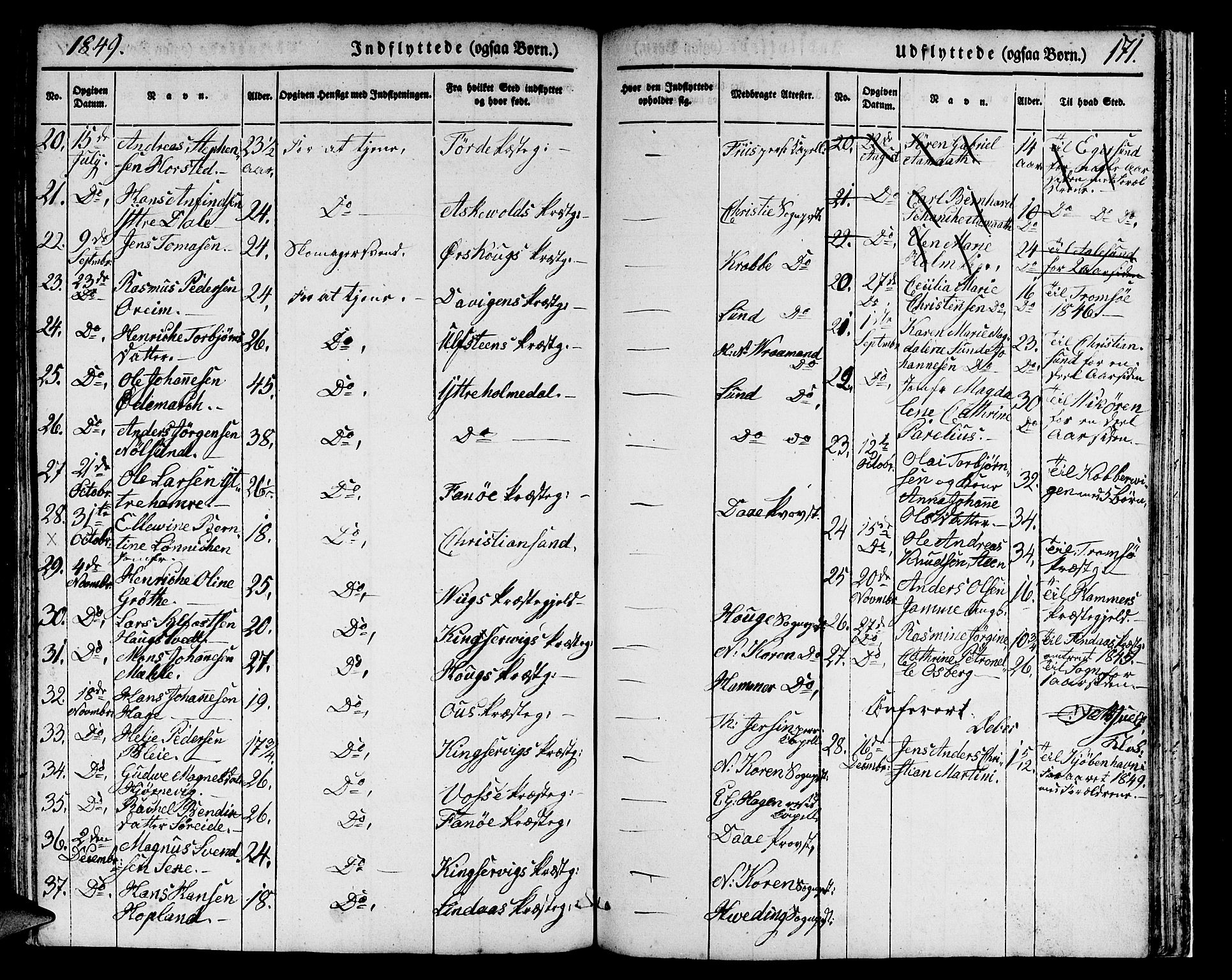 Domkirken sokneprestembete, SAB/A-74801/H/Hab/L0029: Parish register (copy) no. D 1, 1839-1857, p. 171