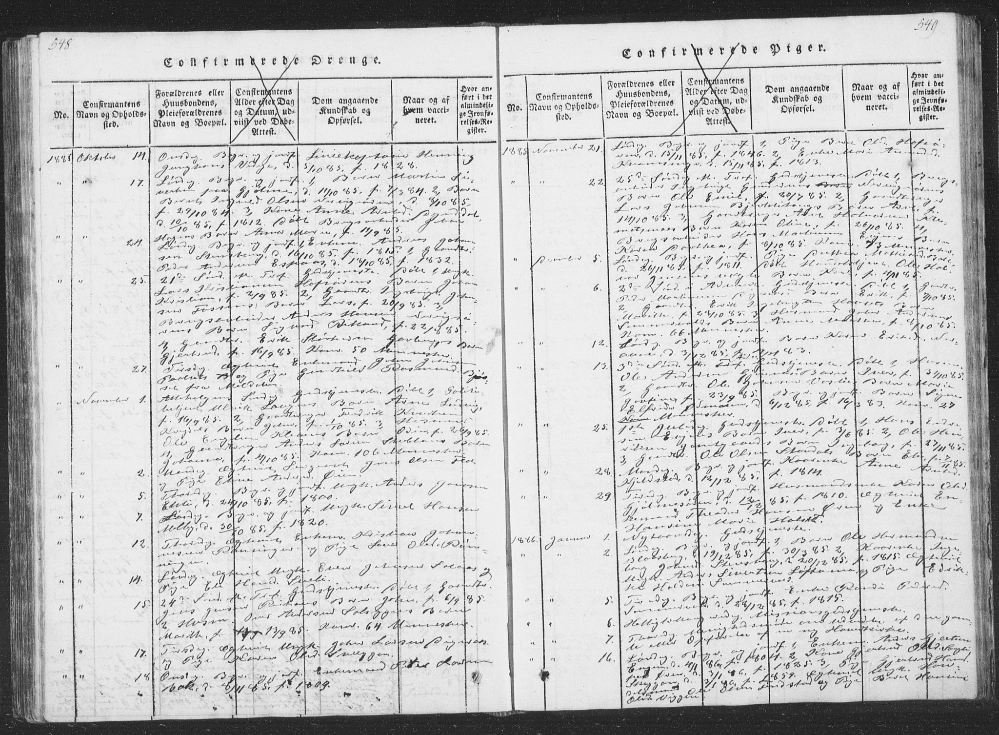 Ministerialprotokoller, klokkerbøker og fødselsregistre - Sør-Trøndelag, SAT/A-1456/668/L0816: Parish register (copy) no. 668C05, 1816-1893, p. 548-549