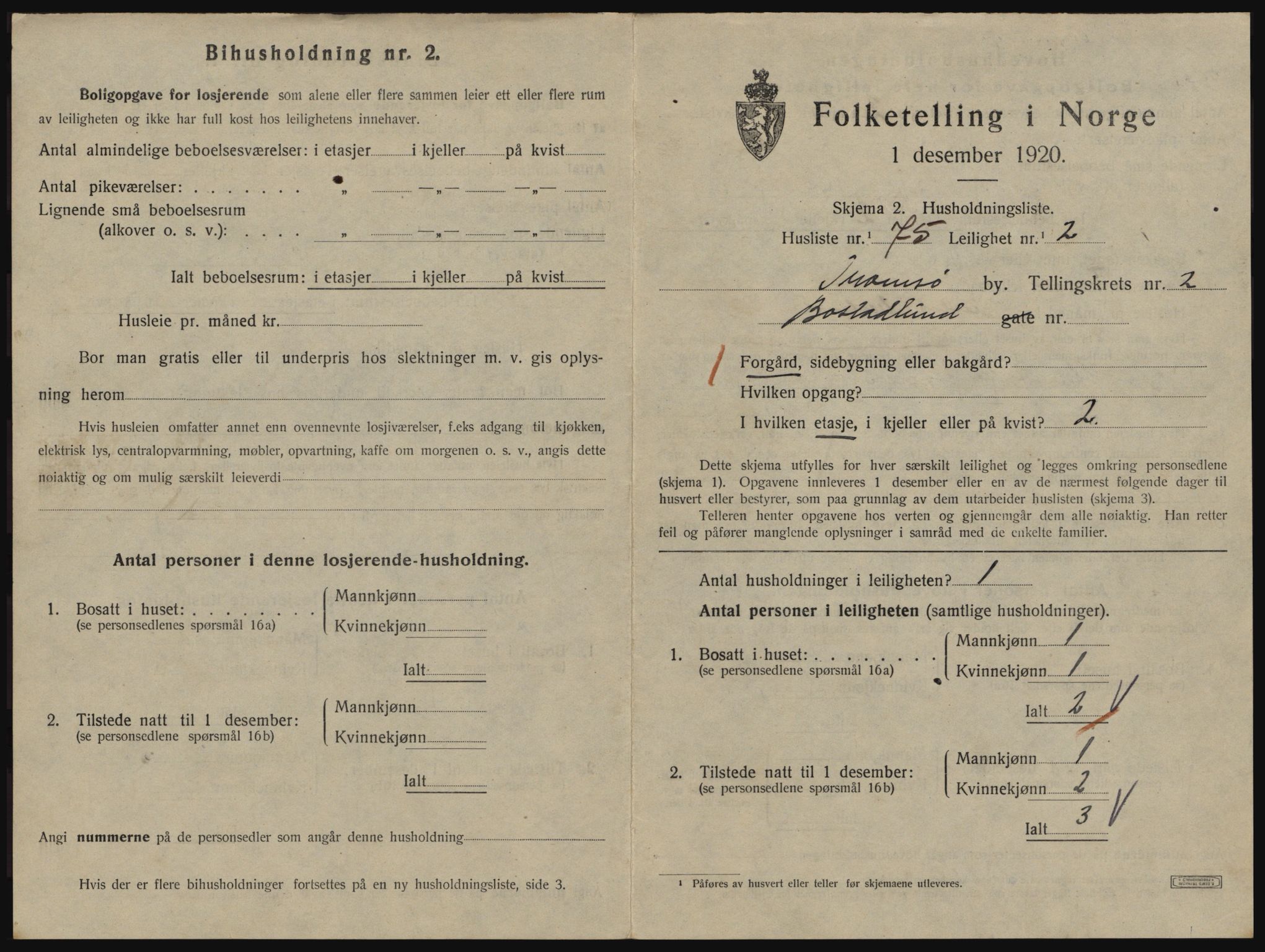 SATØ, 1920 census for Tromsø, 1920, p. 3029