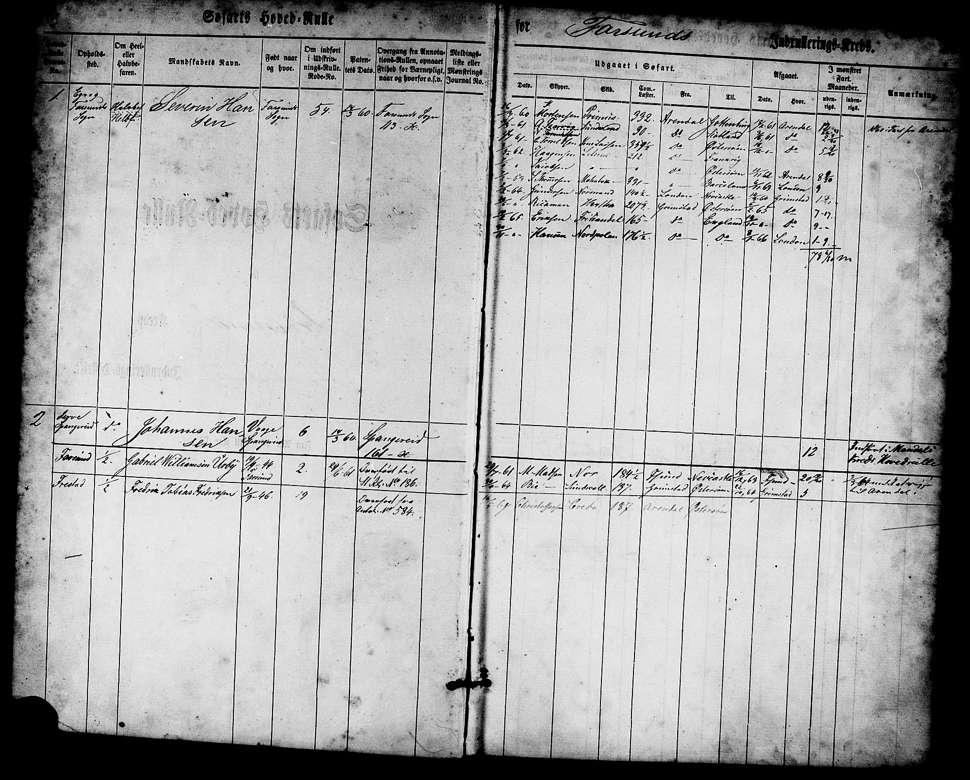 Farsund mønstringskrets, AV/SAK-2031-0017/F/Fb/L0013: Hovedrulle nr 1-574, Z-5, 1860-1869, p. 2