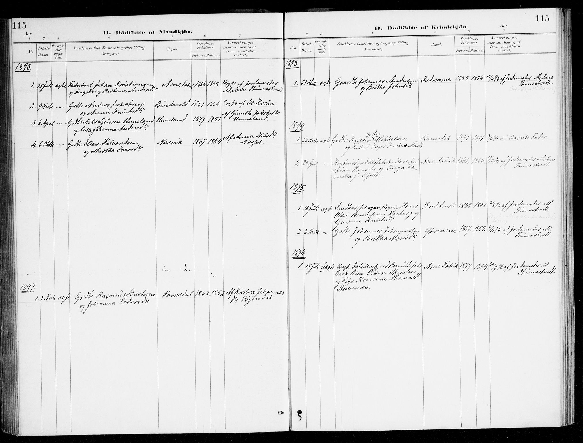 Haus sokneprestembete, AV/SAB-A-75601/H/Haa/Haad/L0001: Parish register (official) no. D 1, 1887-1898, p. 115