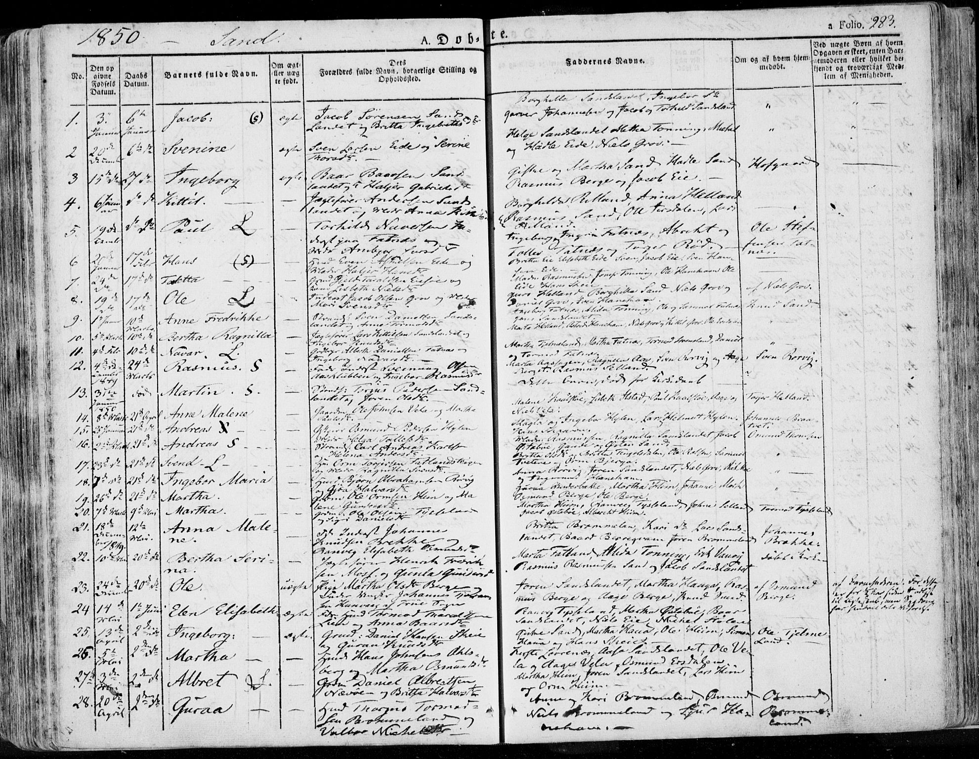 Jelsa sokneprestkontor, AV/SAST-A-101842/01/IV: Parish register (official) no. A 6.1, 1828-1853, p. 283