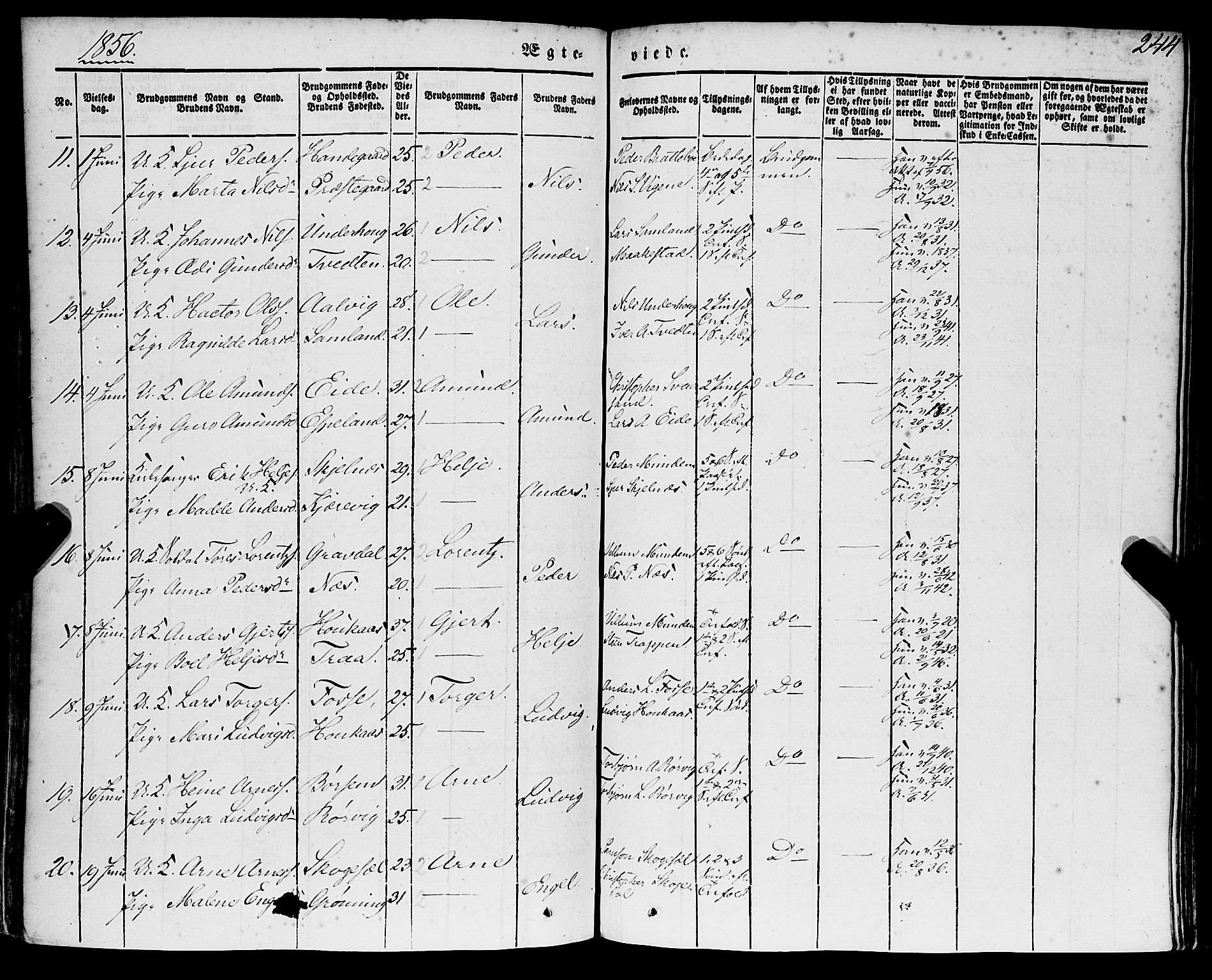 Strandebarm sokneprestembete, AV/SAB-A-78401/H/Haa: Parish register (official) no. A 7, 1844-1872, p. 244