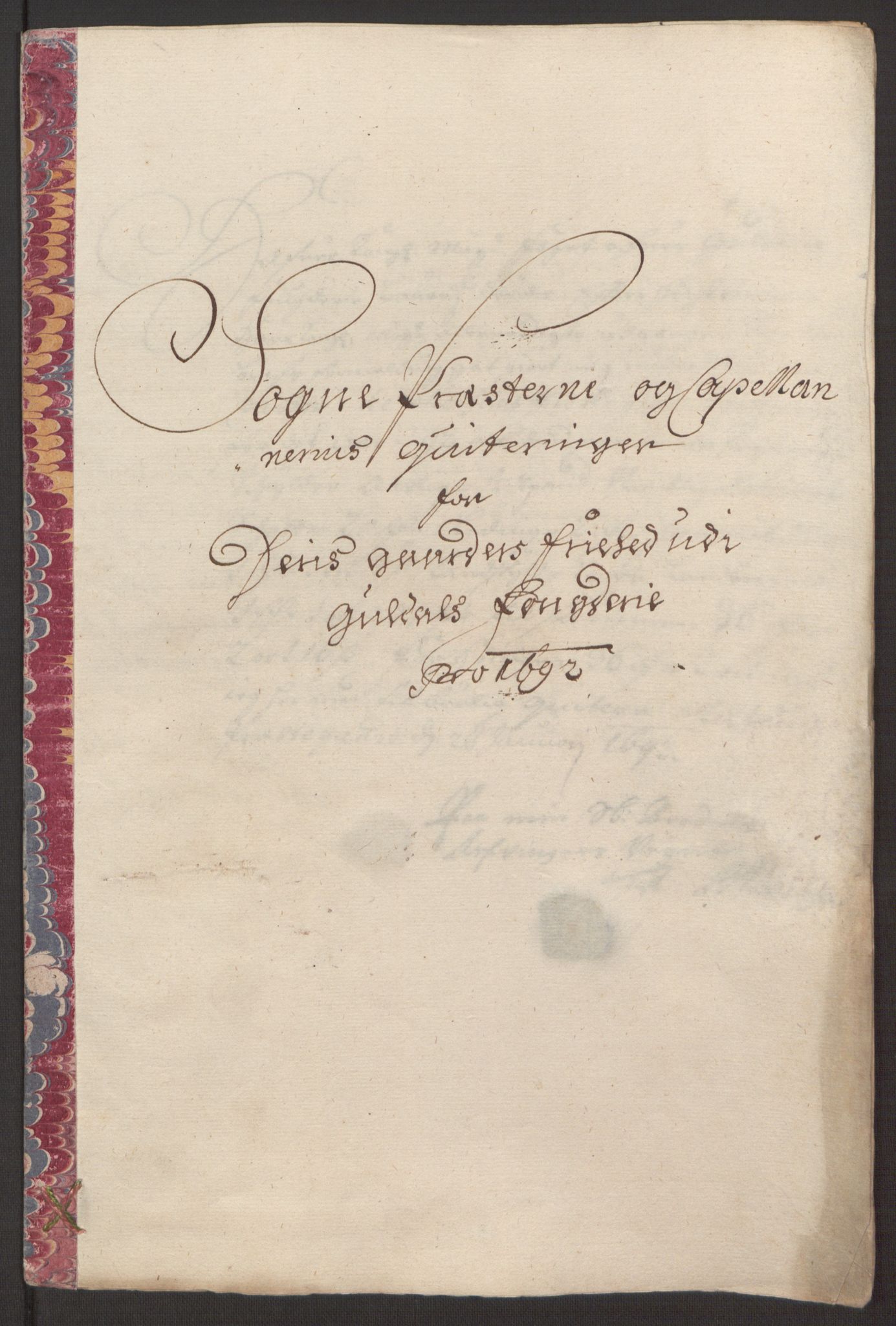 Rentekammeret inntil 1814, Reviderte regnskaper, Fogderegnskap, RA/EA-4092/R59/L3942: Fogderegnskap Gauldal, 1692, p. 196