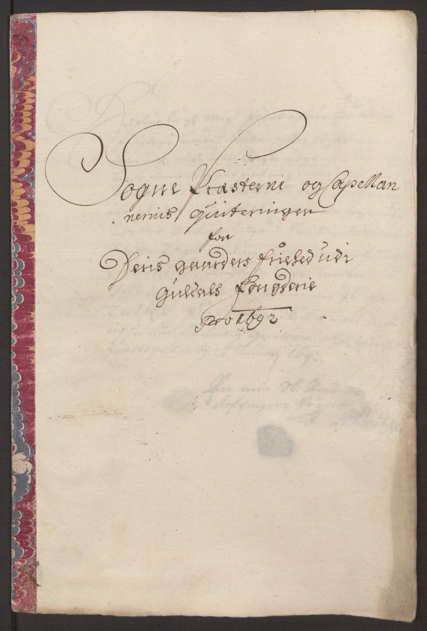 Rentekammeret inntil 1814, Reviderte regnskaper, Fogderegnskap, AV/RA-EA-4092/R59/L3942: Fogderegnskap Gauldal, 1692, p. 196