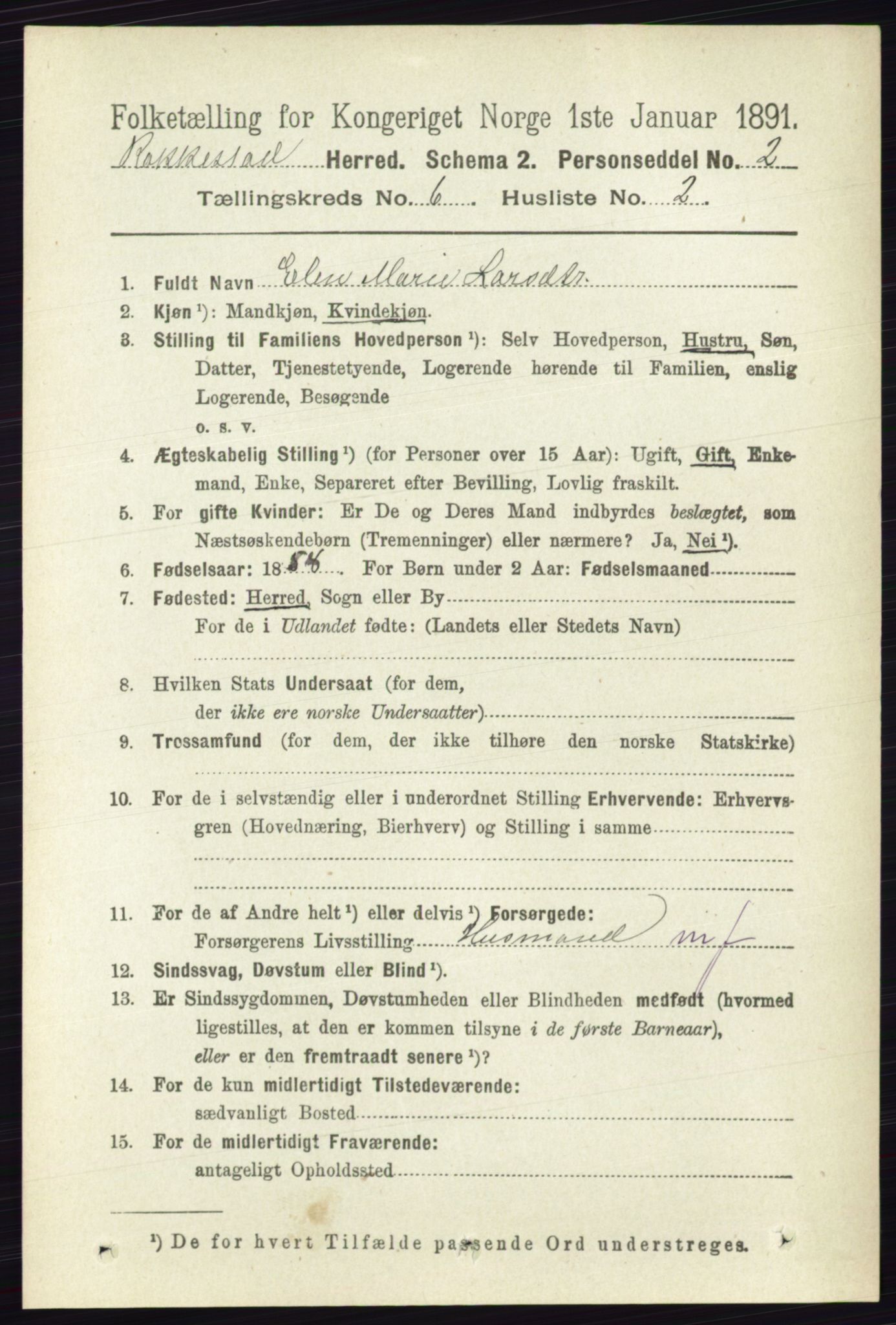 RA, 1891 census for 0128 Rakkestad, 1891, p. 2491