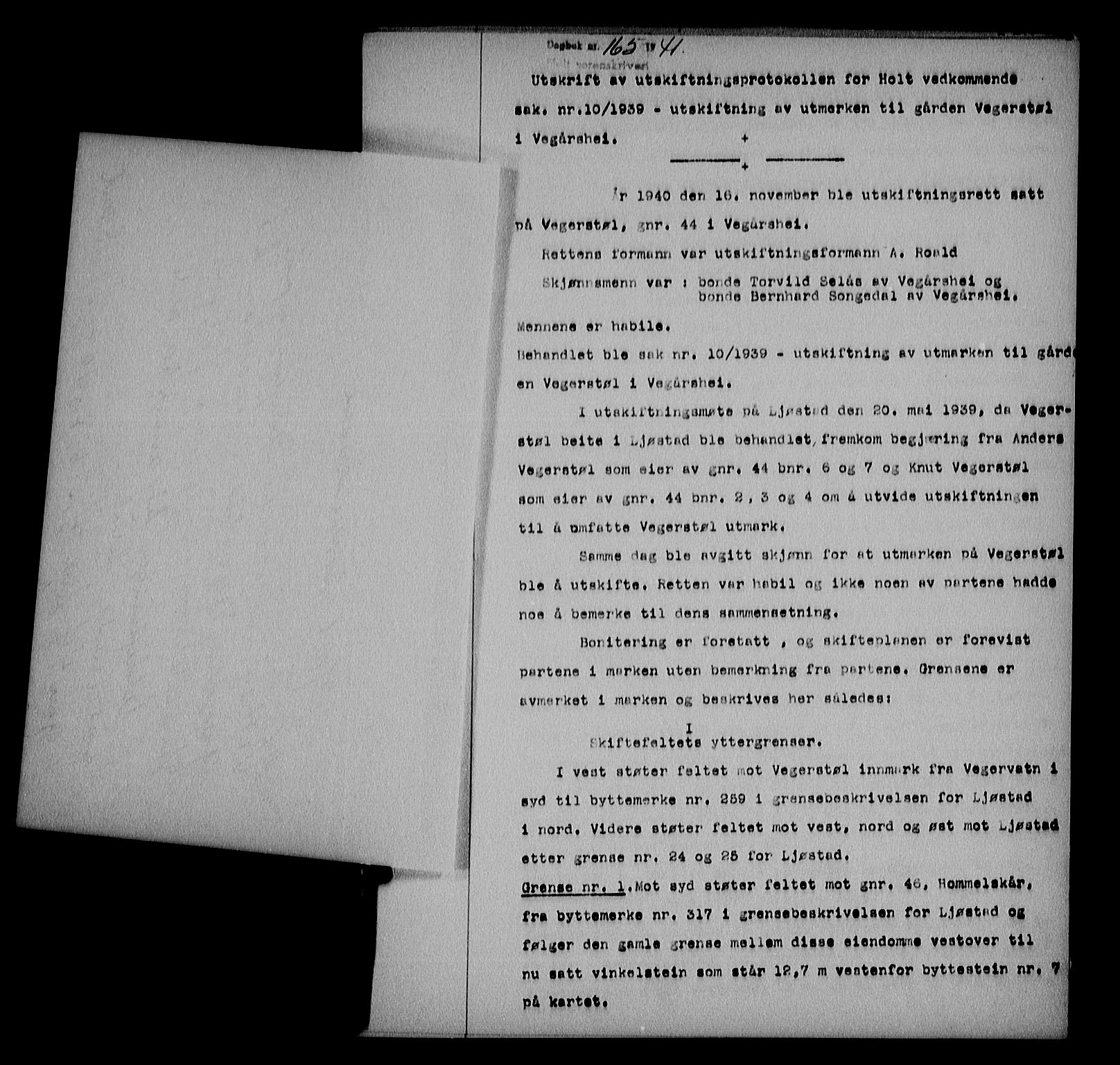 Holt sorenskriveri, AV/SAK-1221-0002/G/Gba/L0050: Mortgage book no. A-V, 1940-1942, Diary no: : 165/1941