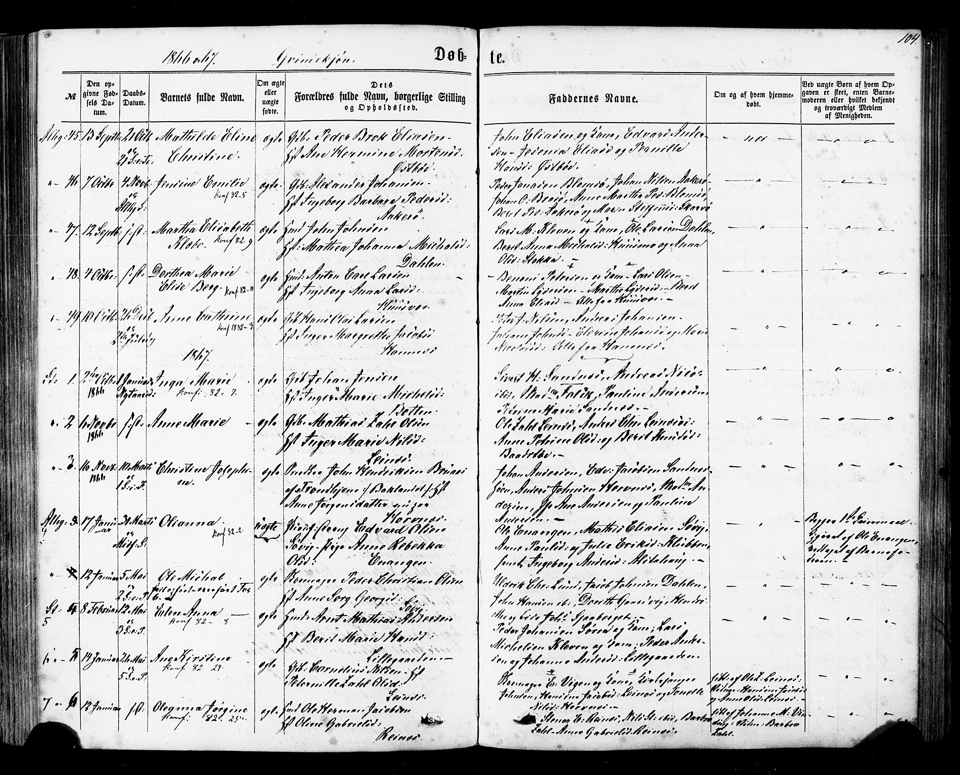 Ministerialprotokoller, klokkerbøker og fødselsregistre - Nordland, SAT/A-1459/830/L0449: Parish register (official) no. 830A13, 1866-1886, p. 104