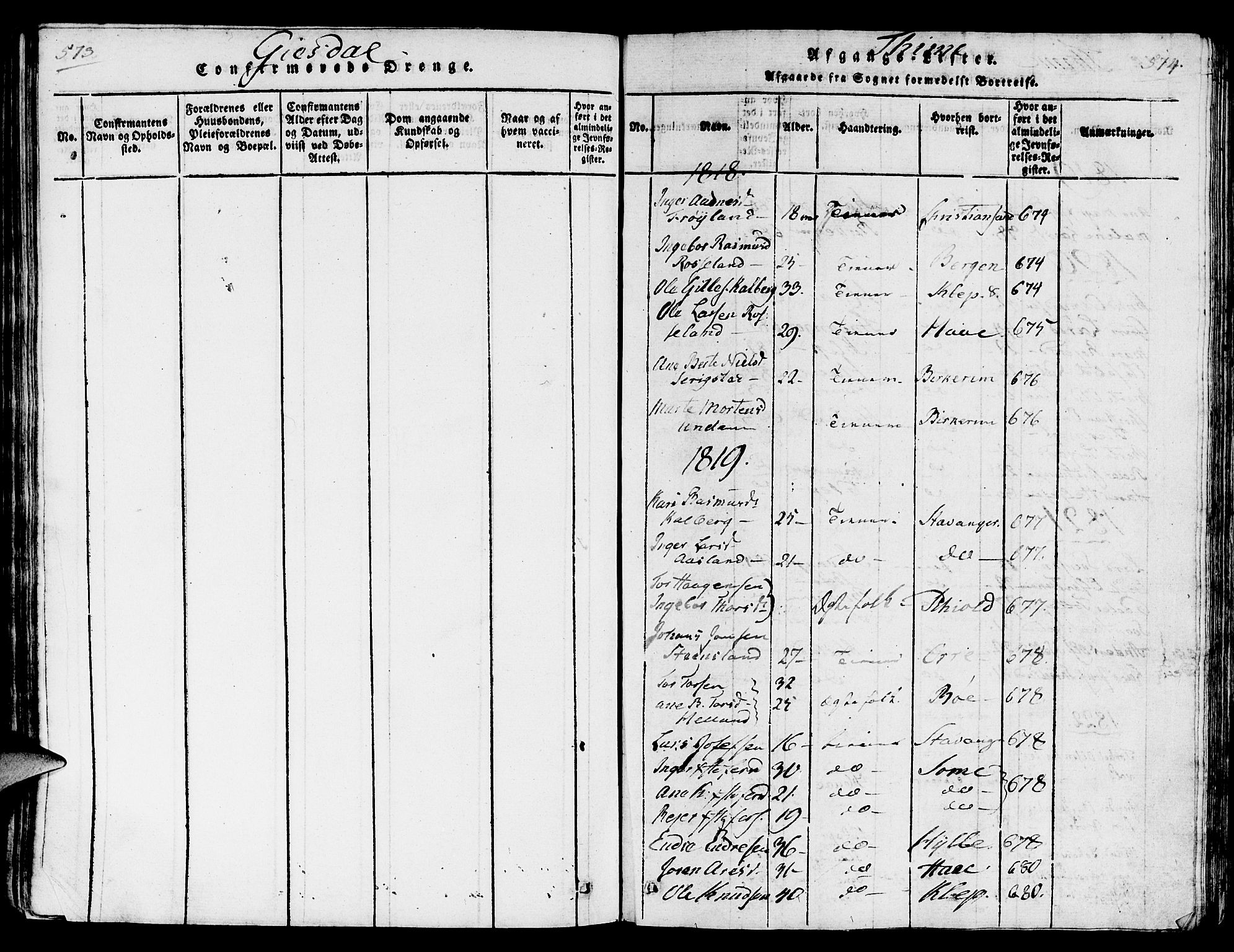 Lye sokneprestkontor, SAST/A-101794/001/30/30BA/L0003: Parish register (official) no. A 3 /1, 1816-1826, p. 513-514