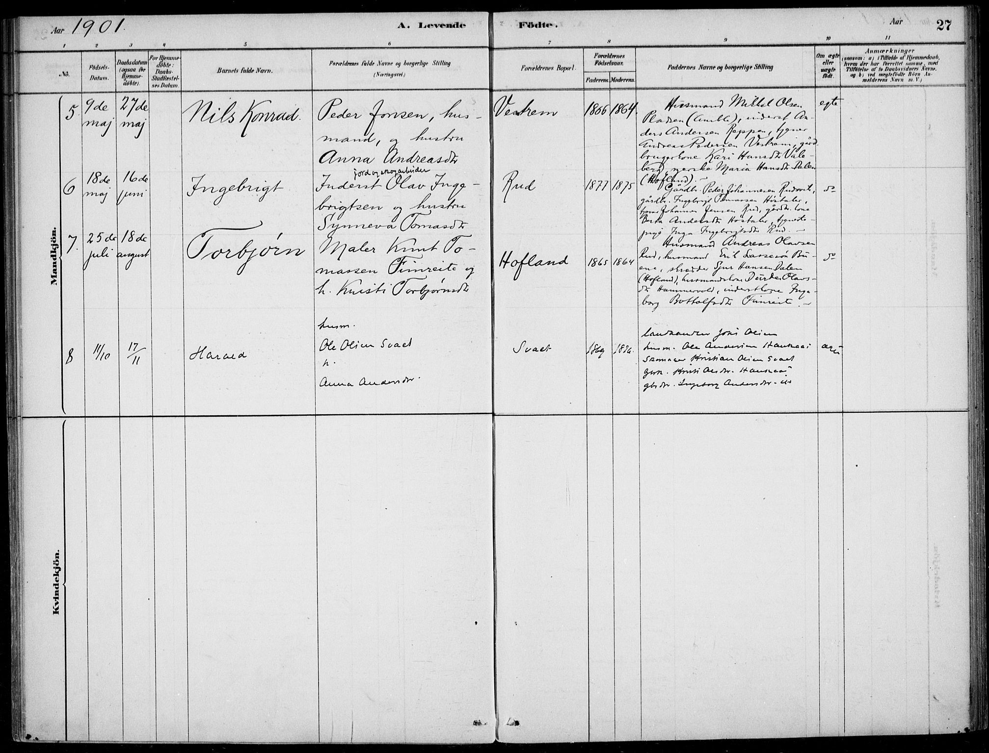 Sogndal sokneprestembete, AV/SAB-A-81301/H/Haa/Haad/L0001: Parish register (official) no. D  1, 1878-1907, p. 27