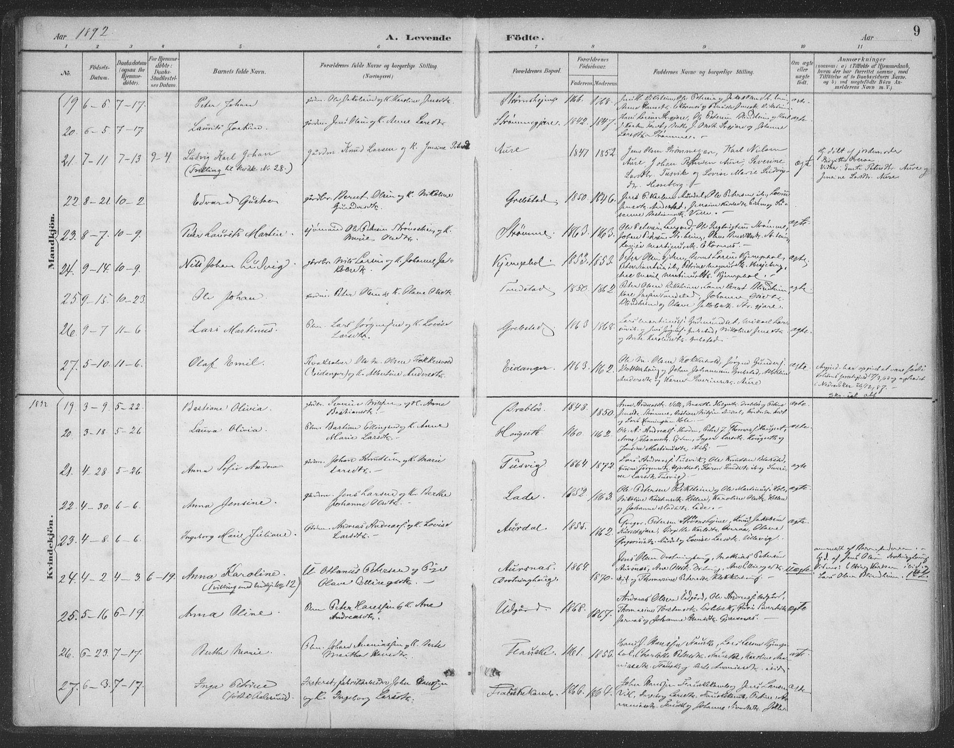 Ministerialprotokoller, klokkerbøker og fødselsregistre - Møre og Romsdal, AV/SAT-A-1454/523/L0335: Parish register (official) no. 523A02, 1891-1911, p. 9