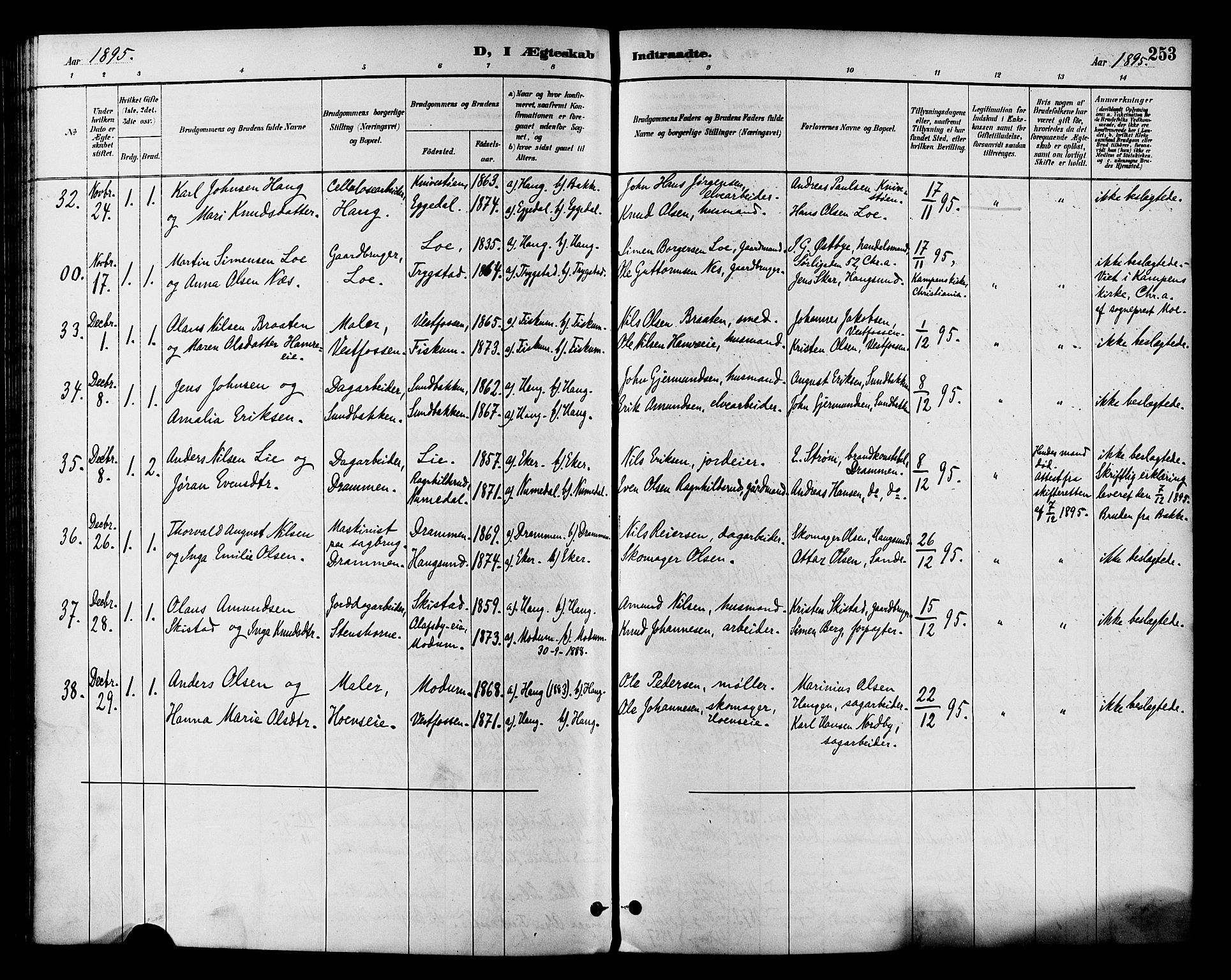 Eiker kirkebøker, SAKO/A-4/F/Fb/L0002: Parish register (official) no. II 2, 1889-1896, p. 253