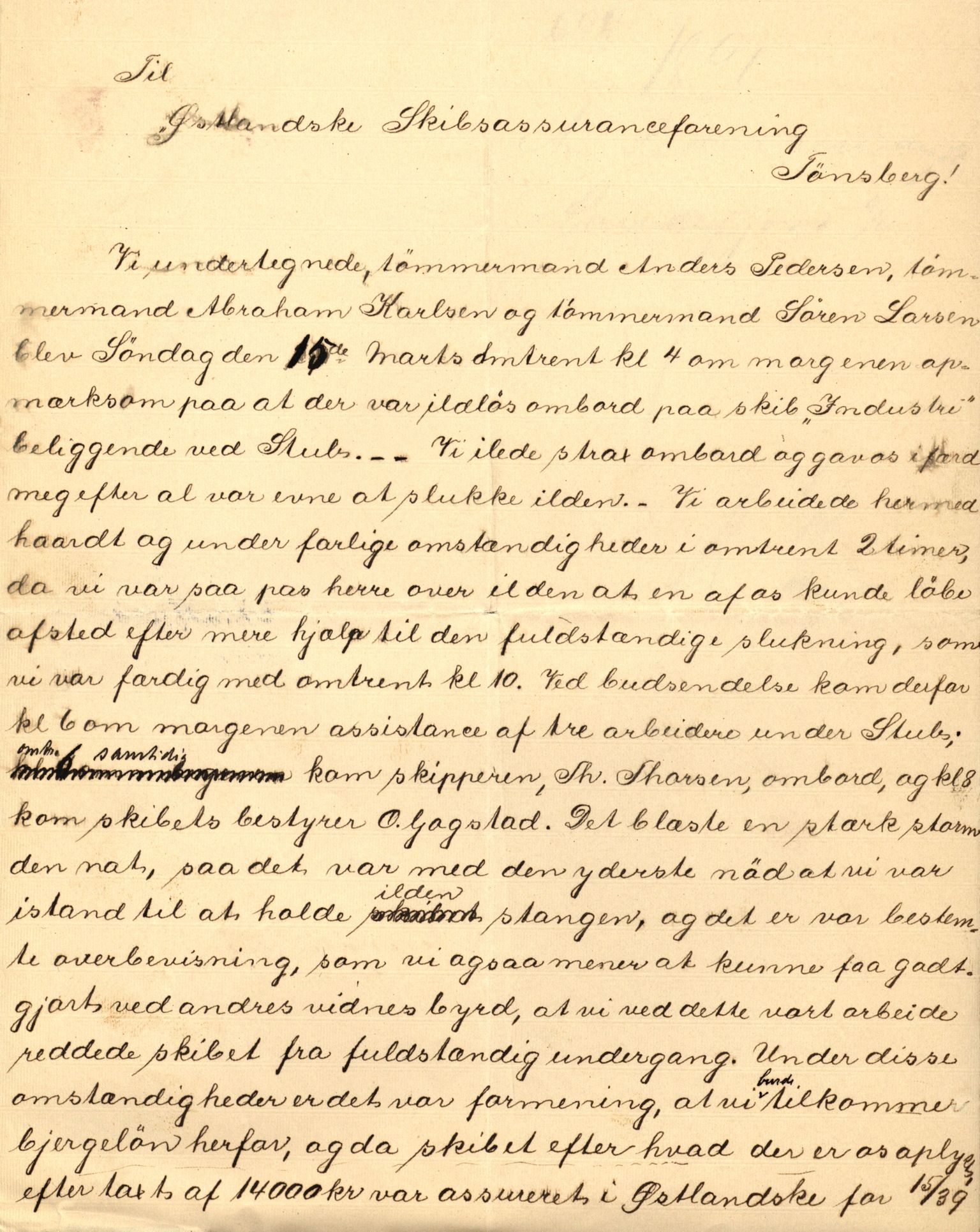 Pa 63 - Østlandske skibsassuranceforening, VEMU/A-1079/G/Ga/L0027/0012: Havaridokumenter / Hans Nielsen Hauge, Verena, Guldfaxe, India, Industri, 1891, p. 30