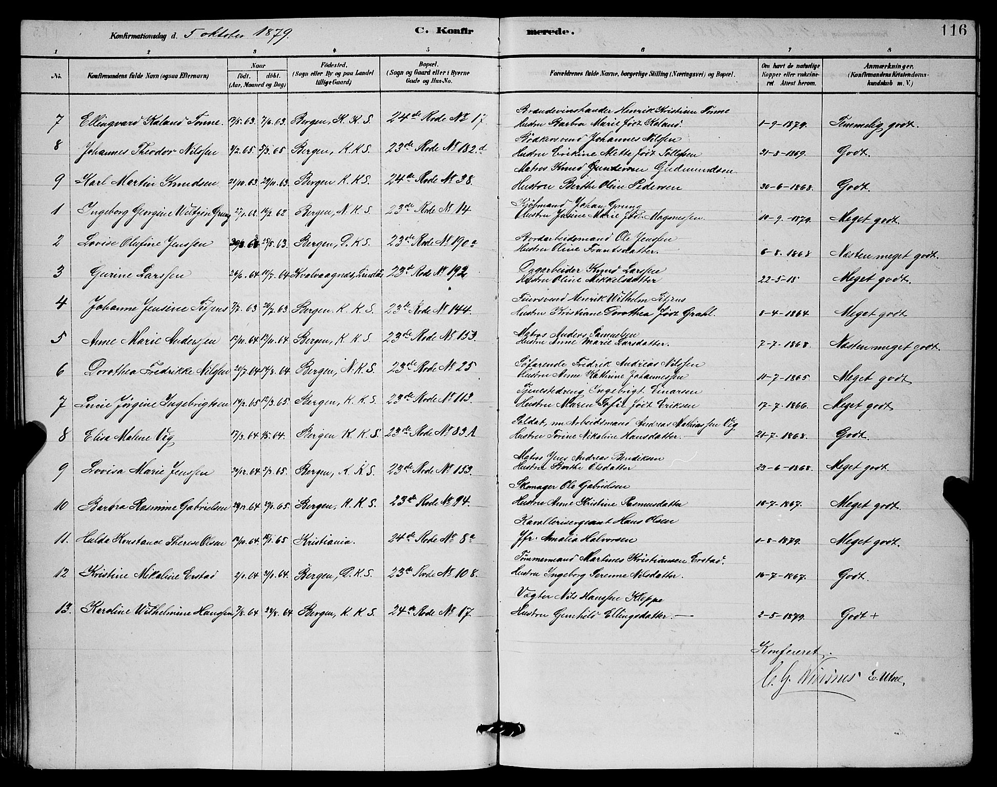 Mariakirken Sokneprestembete, AV/SAB-A-76901/H/Hab/L0004: Parish register (copy) no. A 4, 1878-1892, p. 116