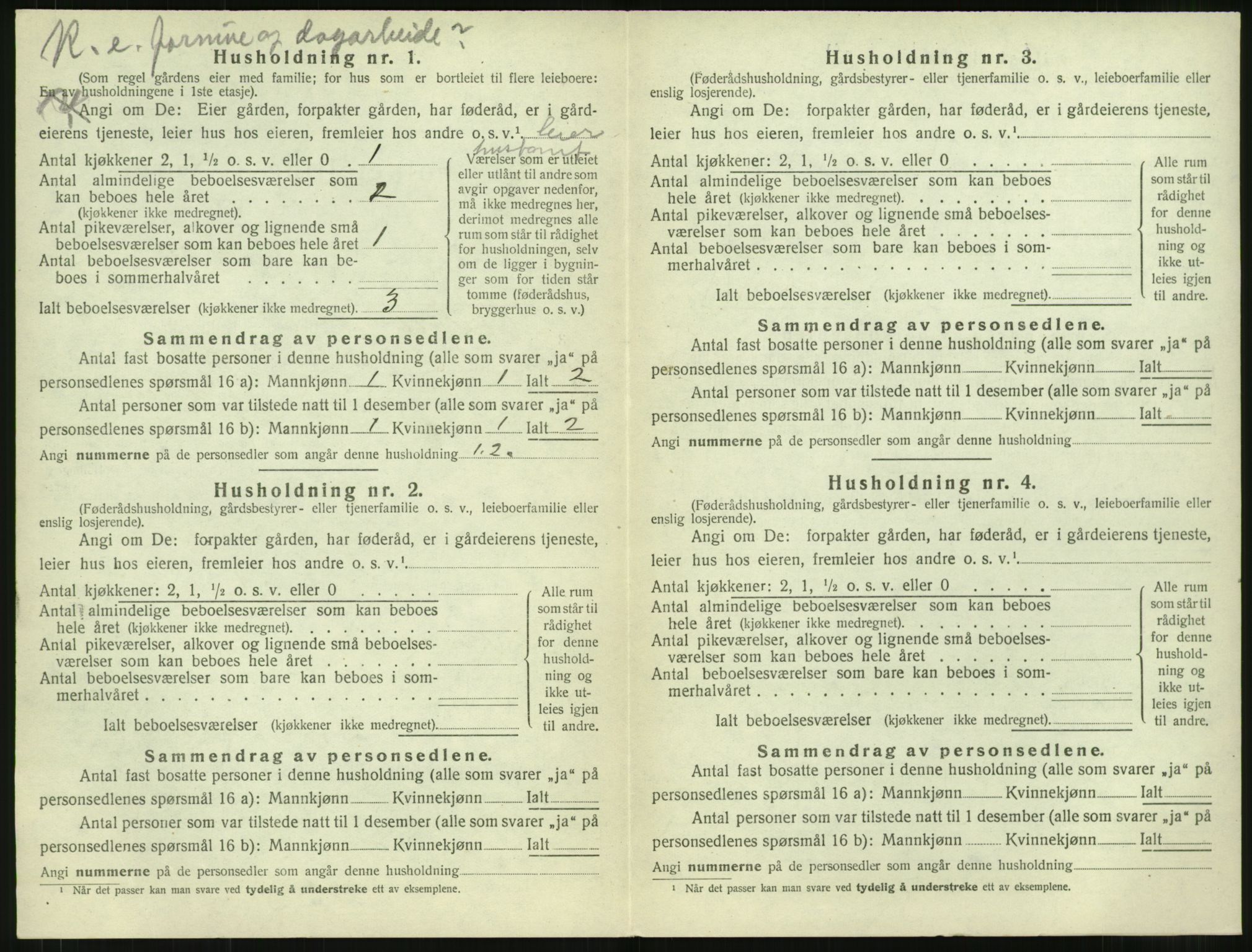 SAT, 1920 census for Vestnes, 1920, p. 1008