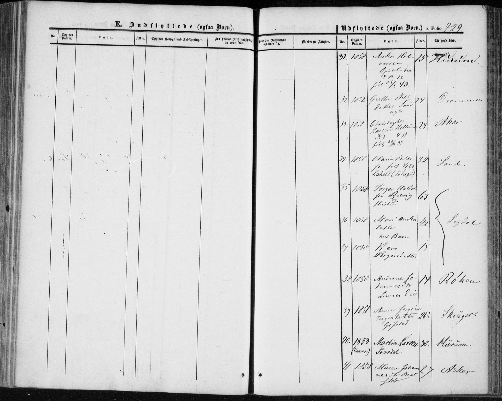 Lier kirkebøker, SAKO/A-230/F/Fa/L0012: Parish register (official) no. I 12, 1854-1864, p. 429